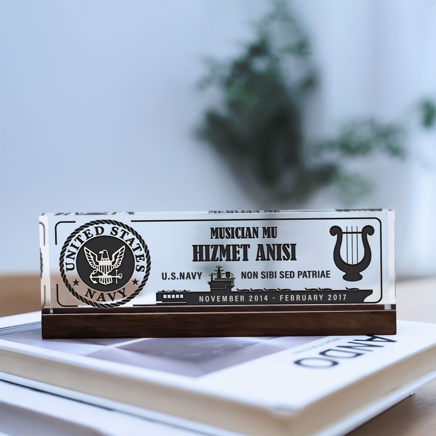 Custom Name, Rank & Year Acrylic Plaque - US Navy Gifts