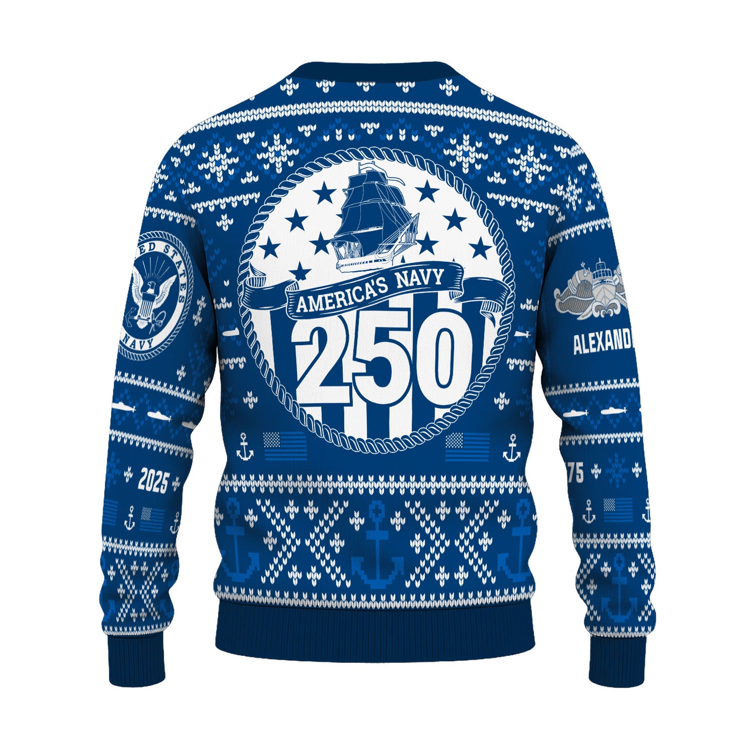 Custom Ranks And Text US Navy Ugly Christmas Sweater for Women Men KAUST01