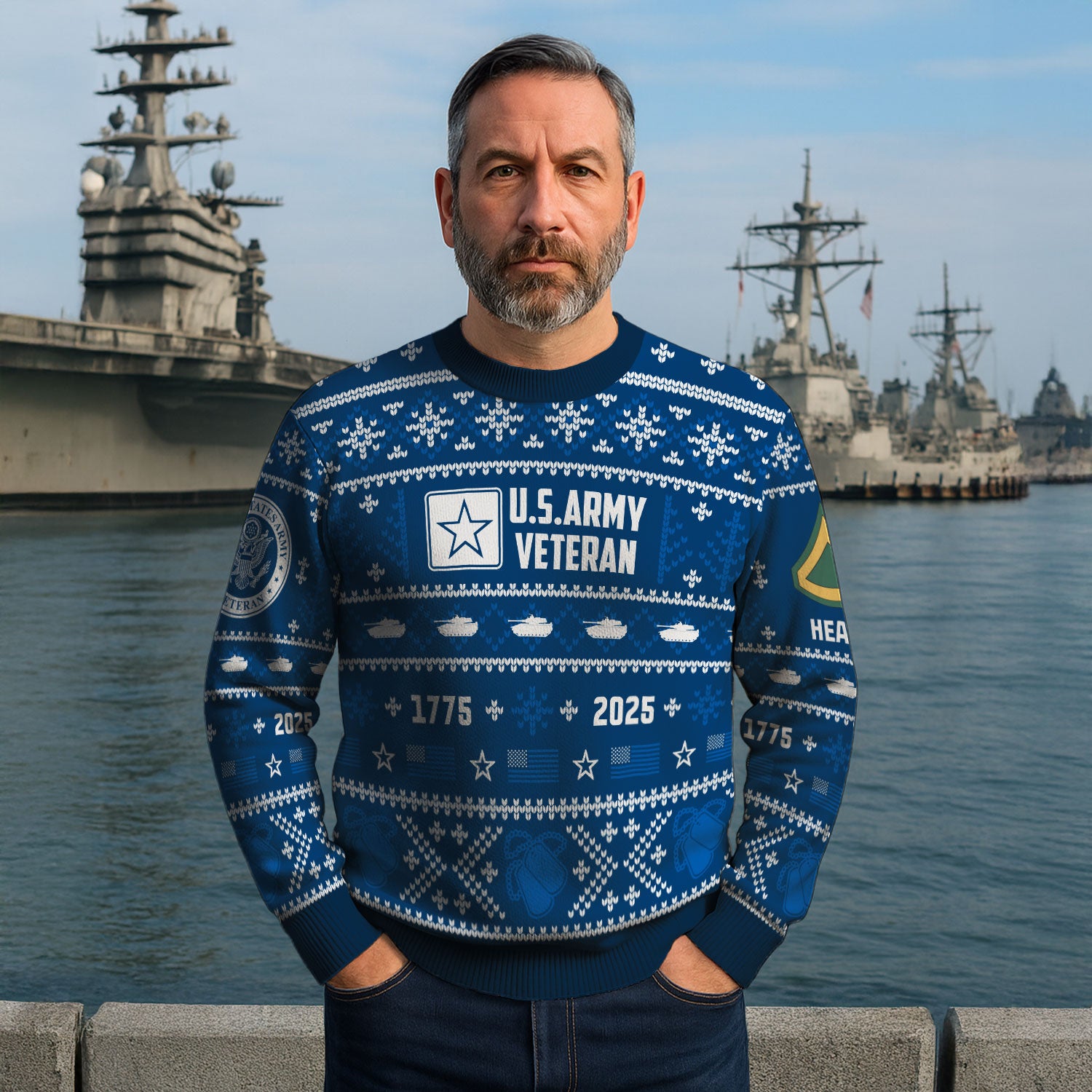 Custom Ranks And Text US Army Ugly Christmas Sweater for Women Men KAUST01