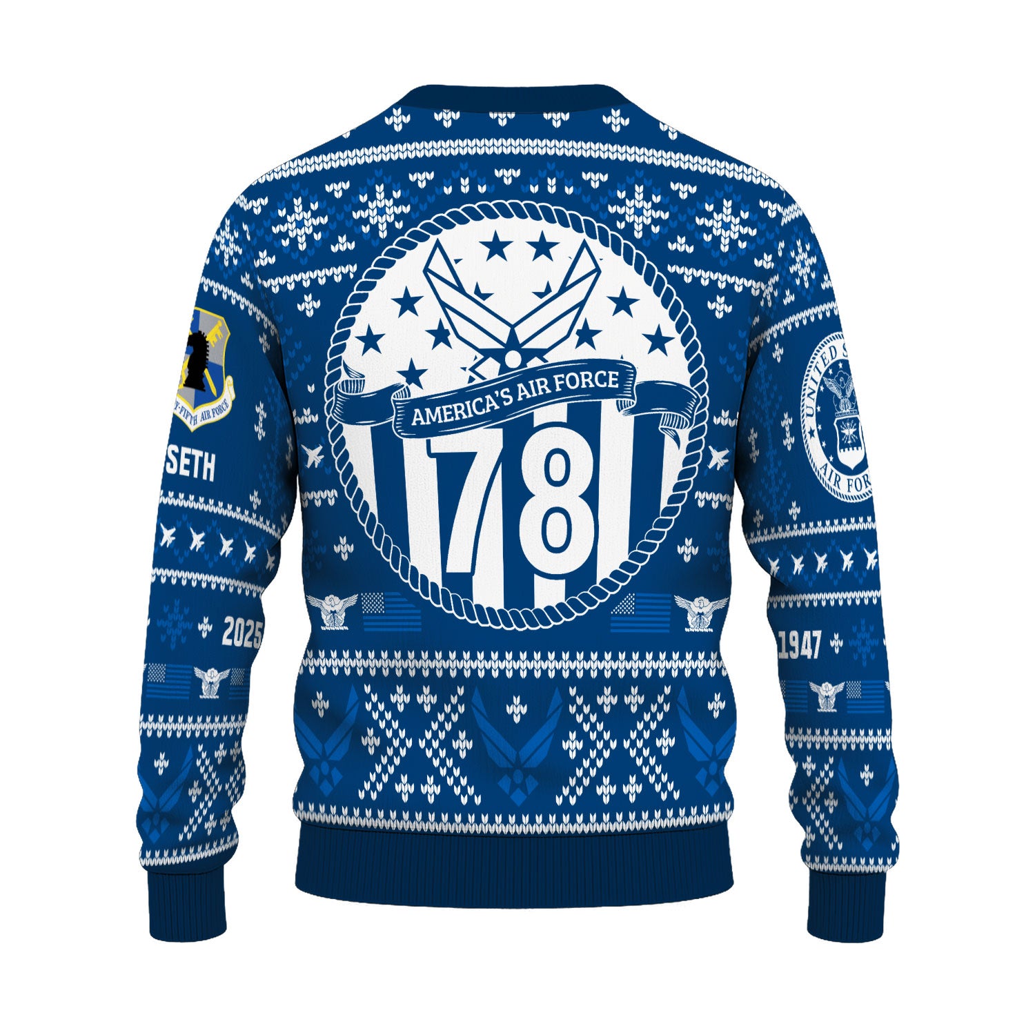 Custom Ranks And Text US Air Force Ugly Christmas Sweater for Women Men KAUST01