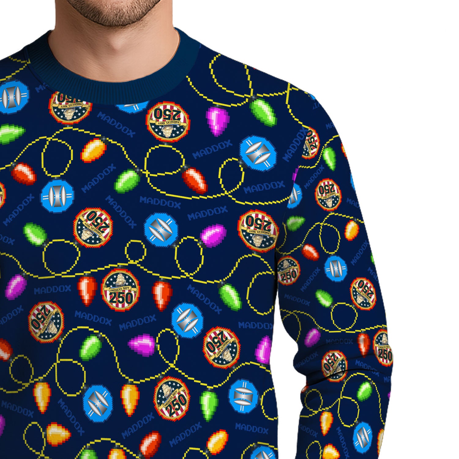 Custom Ranks And Text US Navy Ugly Christmas Sweater for Women Men KAUST02