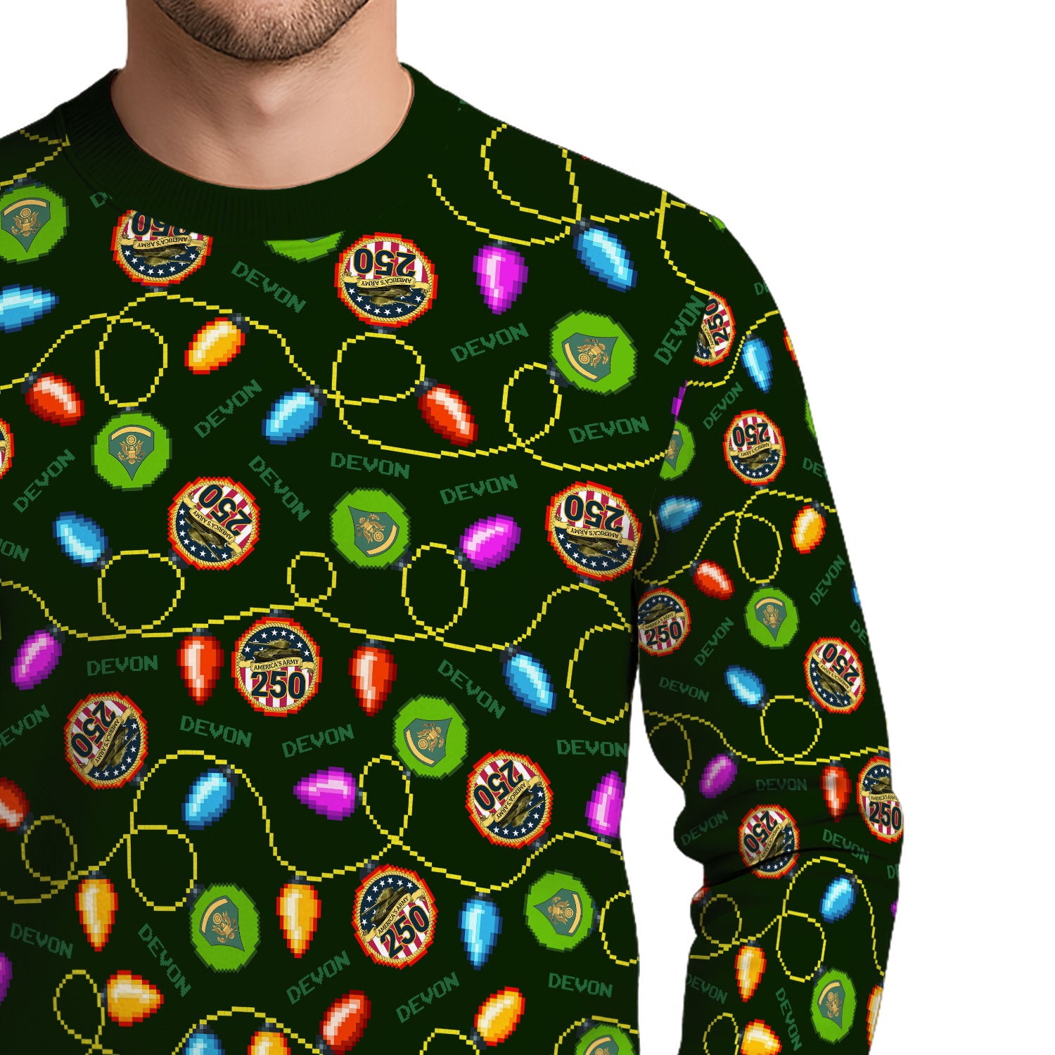 Custom Ranks And Text US Army Ugly Christmas Sweater for Women Men KAUST02