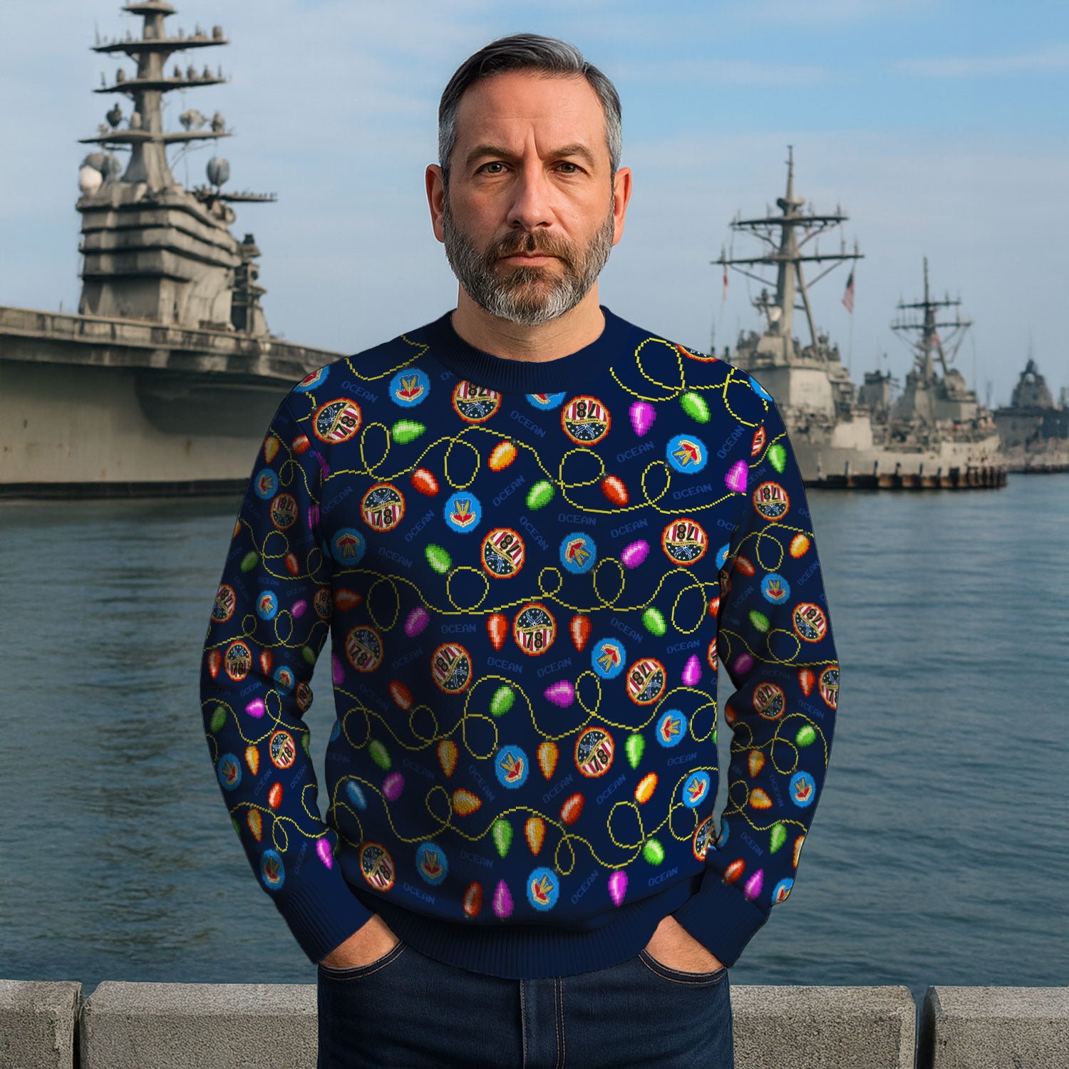 Custom Ranks And Text US Air Force Ugly Christmas Sweater for Women Men KAUST02