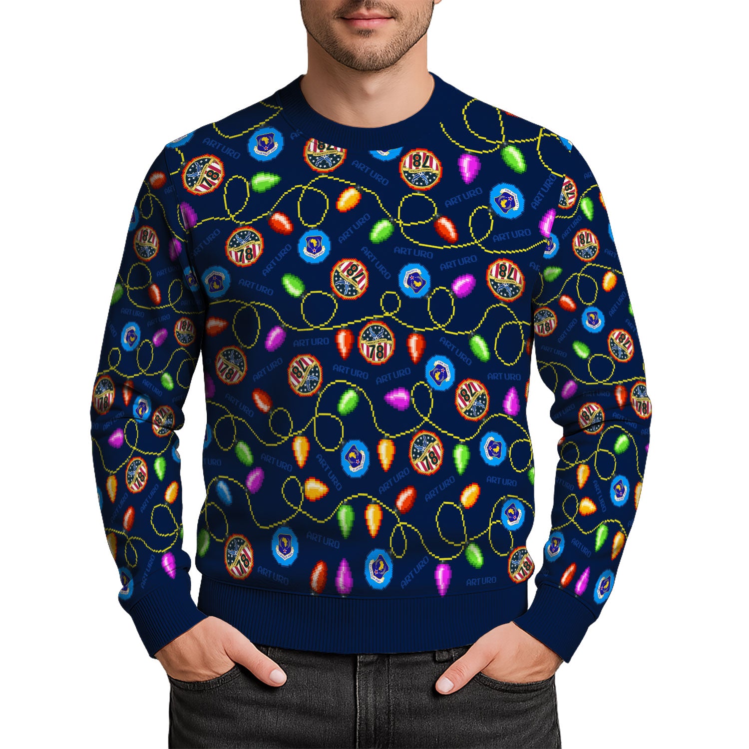 Custom Ranks And Text US Air Force Ugly Christmas Sweater for Women Men KAUST02