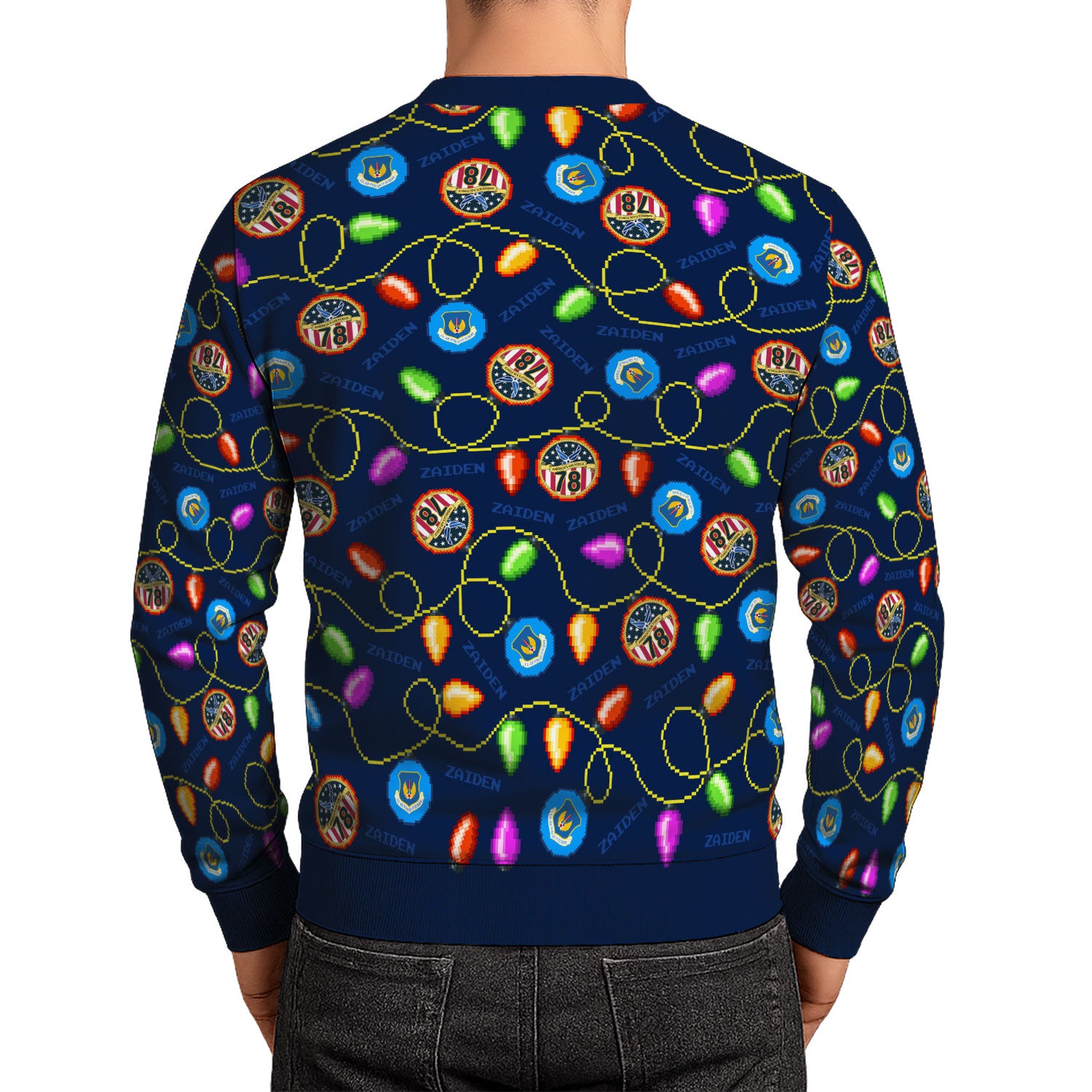 Custom Ranks And Text US Air Force Ugly Christmas Sweater for Women Men KAUST02