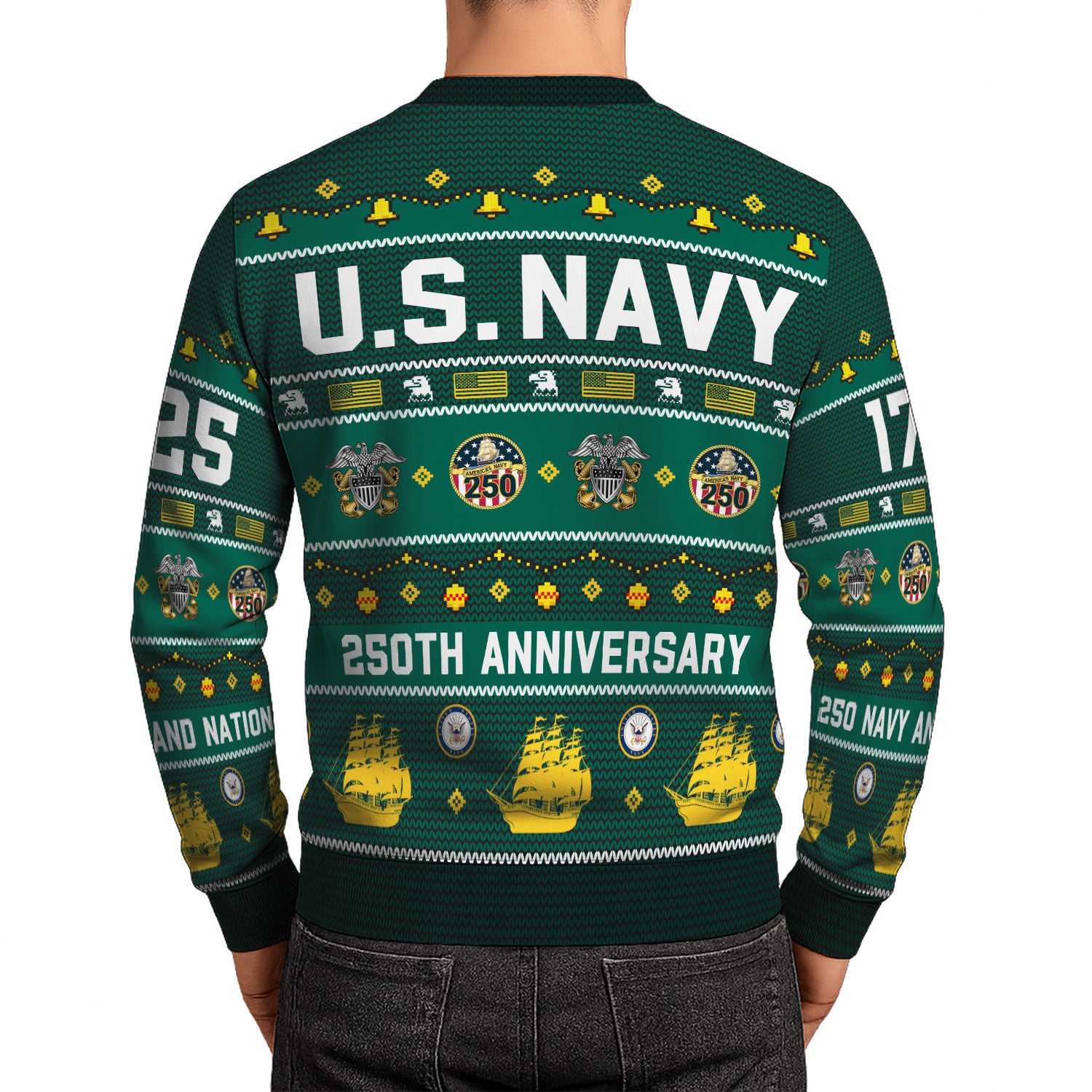 Custom Ranks And Text US Navy Ugly Christmas Sweater for Women Men KAUST03