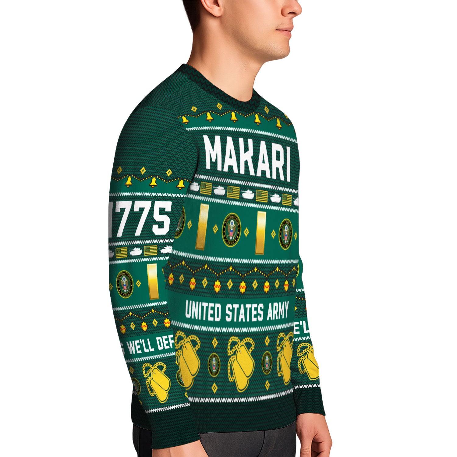 Custom Ranks And Text US Army Ugly Christmas Sweater for Women Men KAUST03