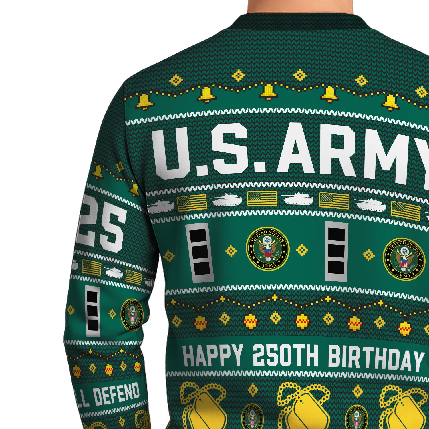 Custom Ranks And Text US Army Ugly Christmas Sweater for Women Men KAUST03