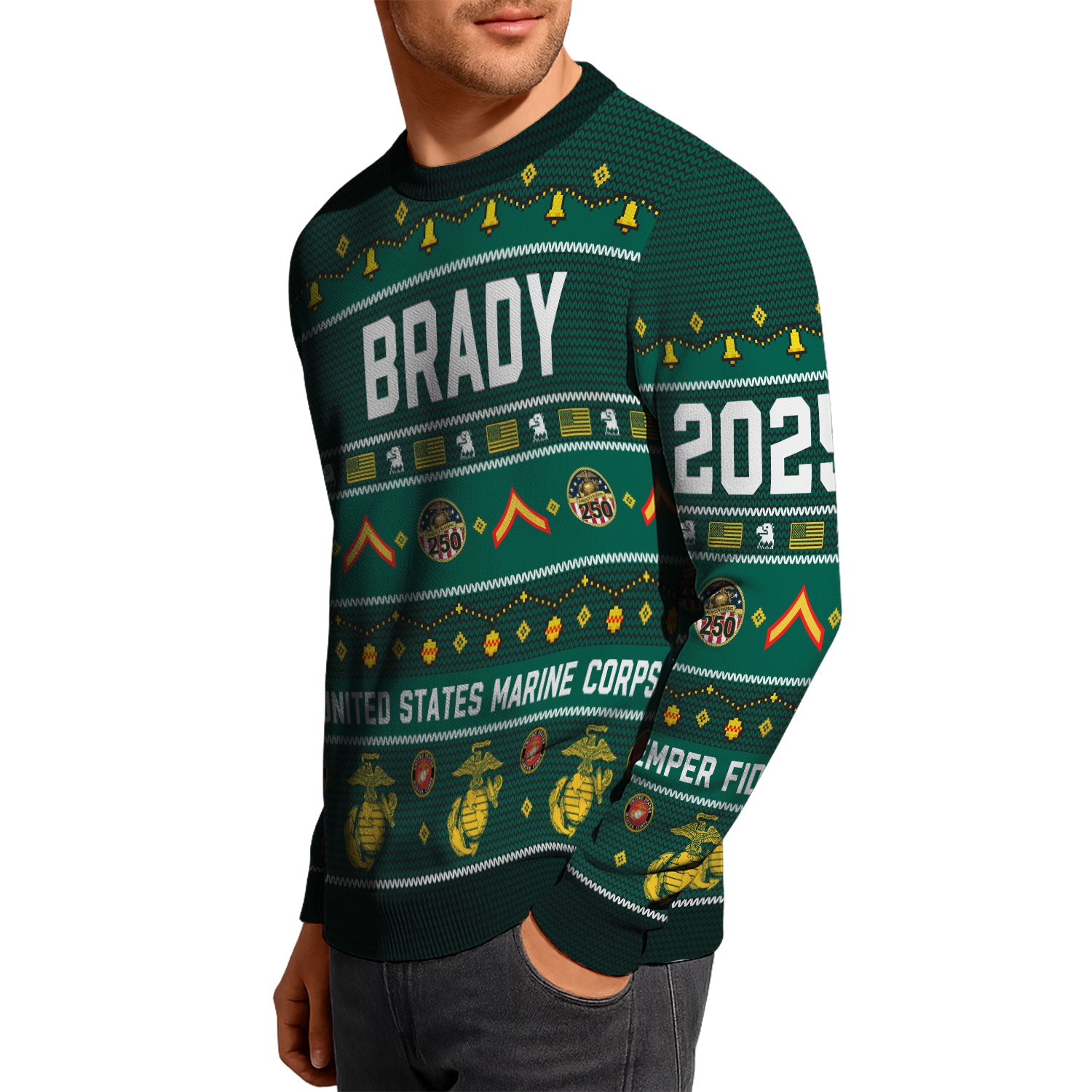 Custom Ranks And Text USMC Ugly Christmas Sweater for Women Men KAUST03