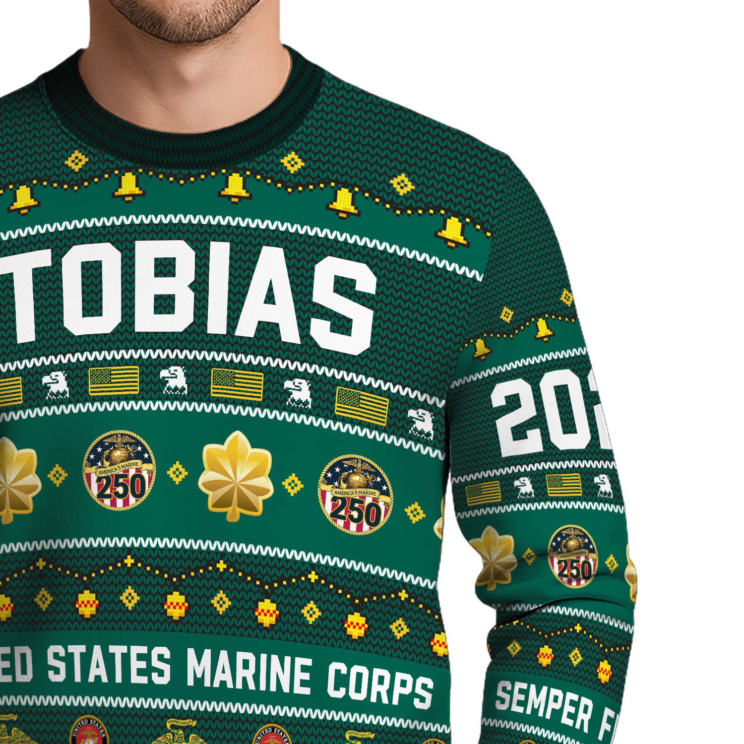 Custom Ranks And Text USMC Ugly Christmas Sweater for Women Men KAUST03
