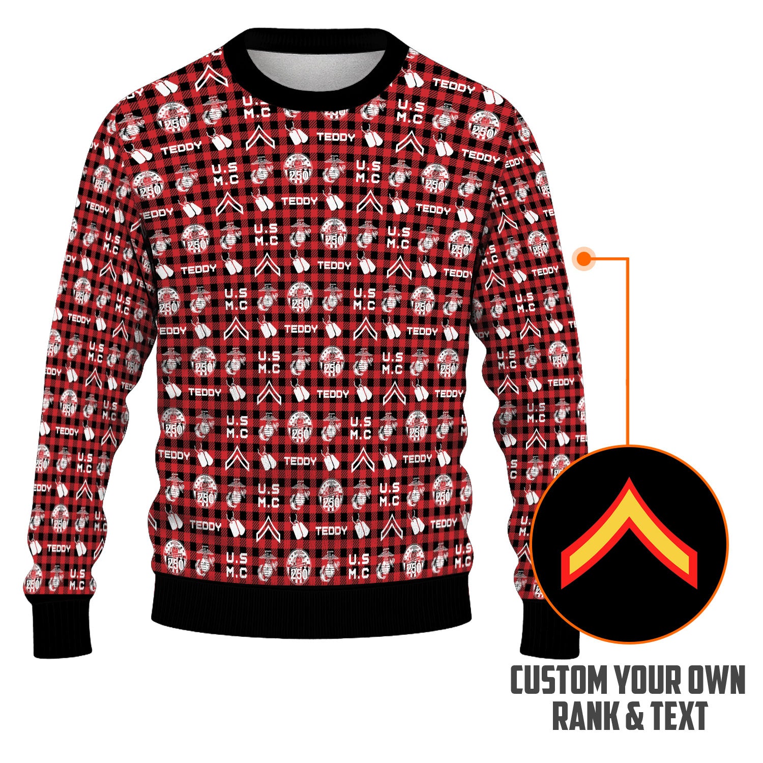 Custom Ranks And Text USMC Ugly Christmas Sweater for Women Men KAUST04