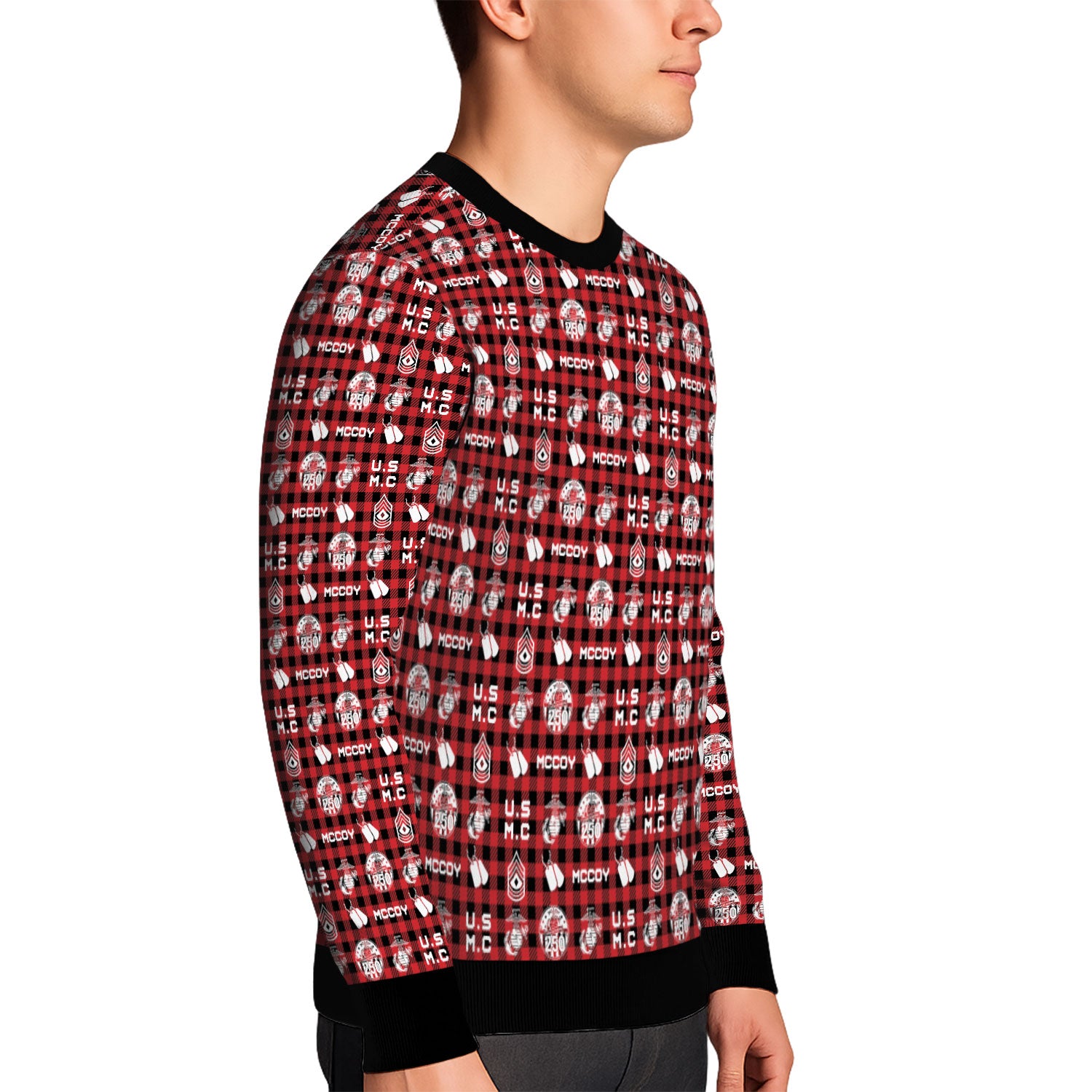 Custom Ranks And Text USMC Ugly Christmas Sweater for Women Men KAUST04