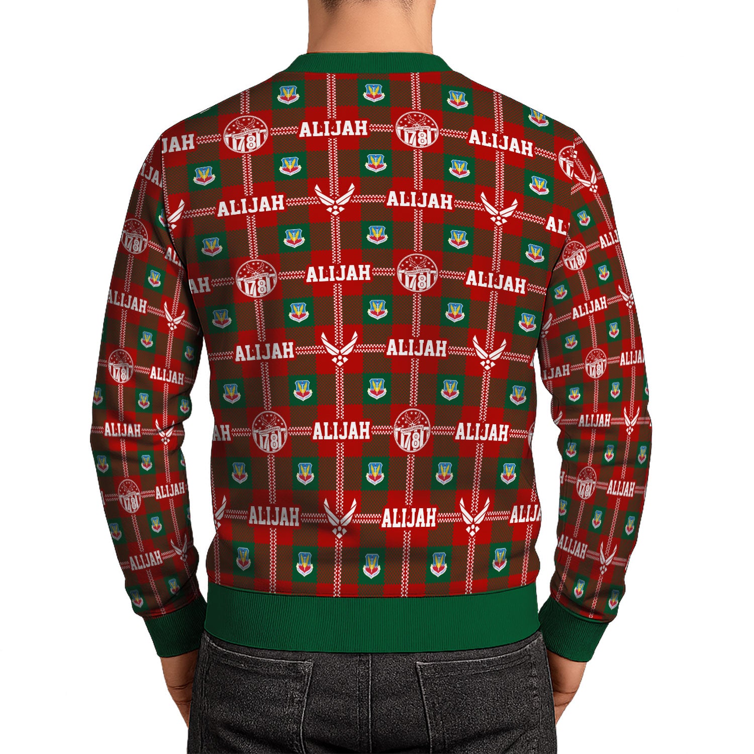 Custom Ranks And Text US Air Force Ugly Christmas Sweater for Women Men KAUST05