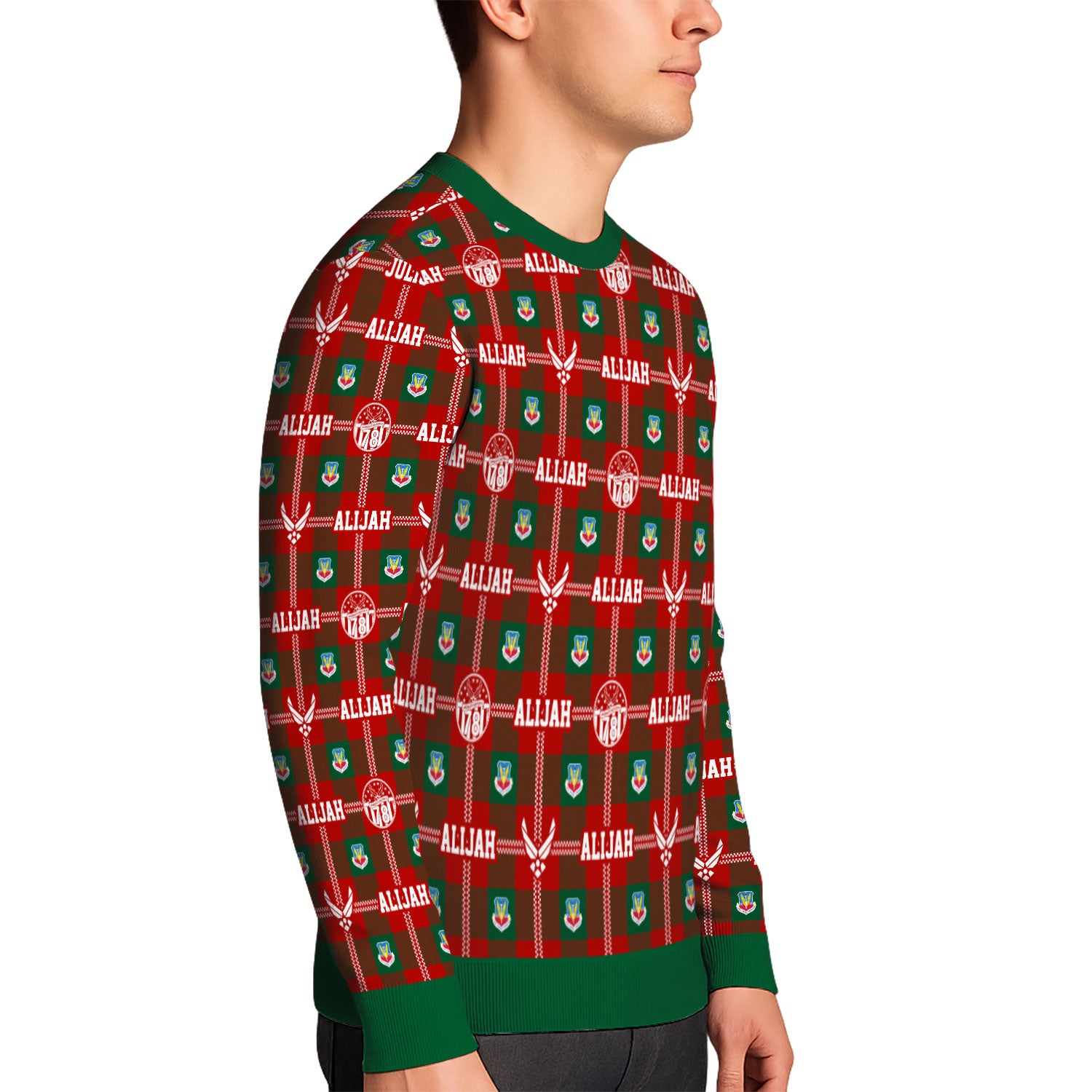 Custom Ranks And Text US Air Force Ugly Christmas Sweater for Women Men KAUST05