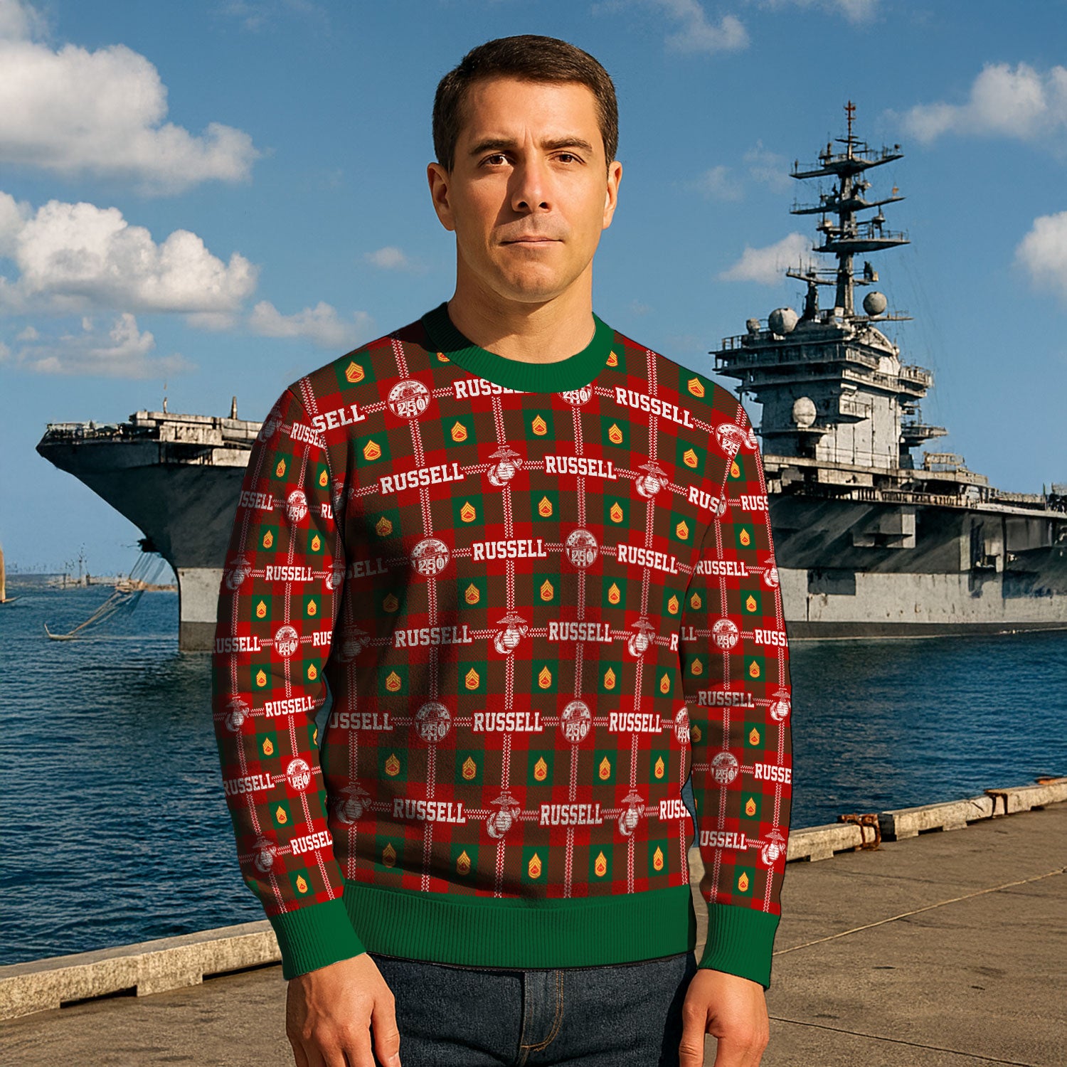 Custom Ranks And Text USMC Ugly Christmas Sweater for Women Men KAUST05