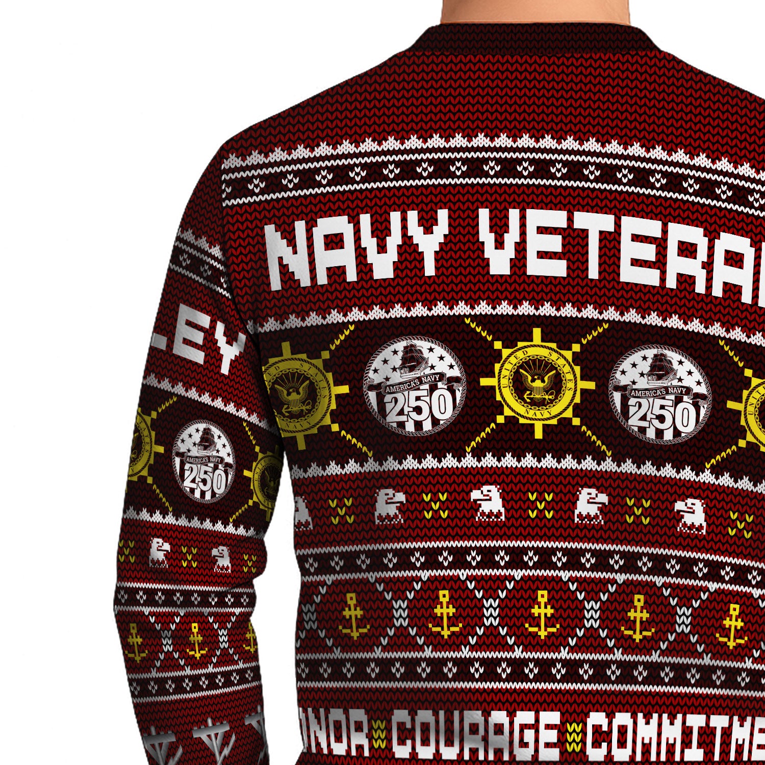 Custom Ranks And Text US Navy Ugly Christmas Sweater for Women Men KAUST06