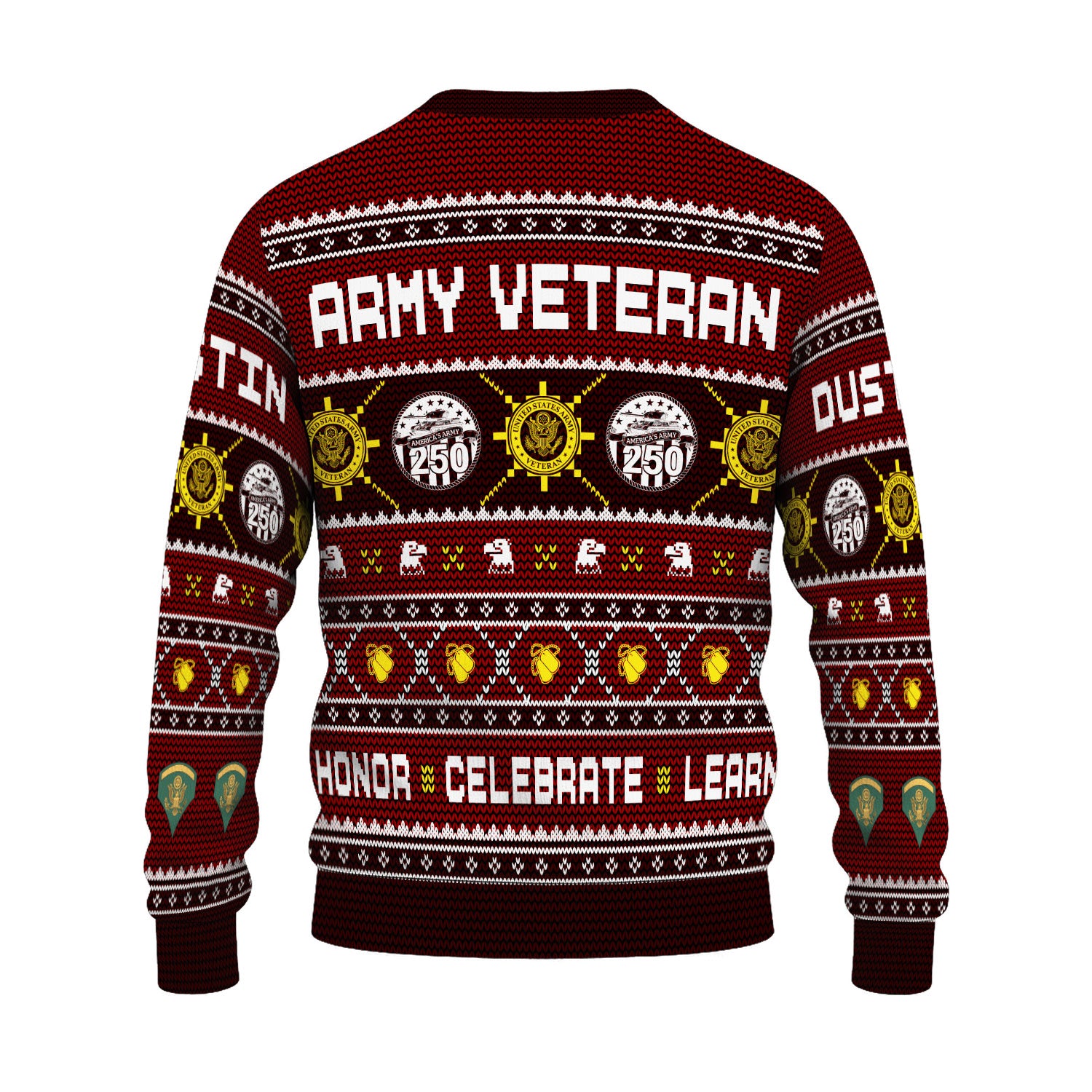 Custom Ranks And Text US Army Ugly Christmas Sweater for Women Men KAUST06