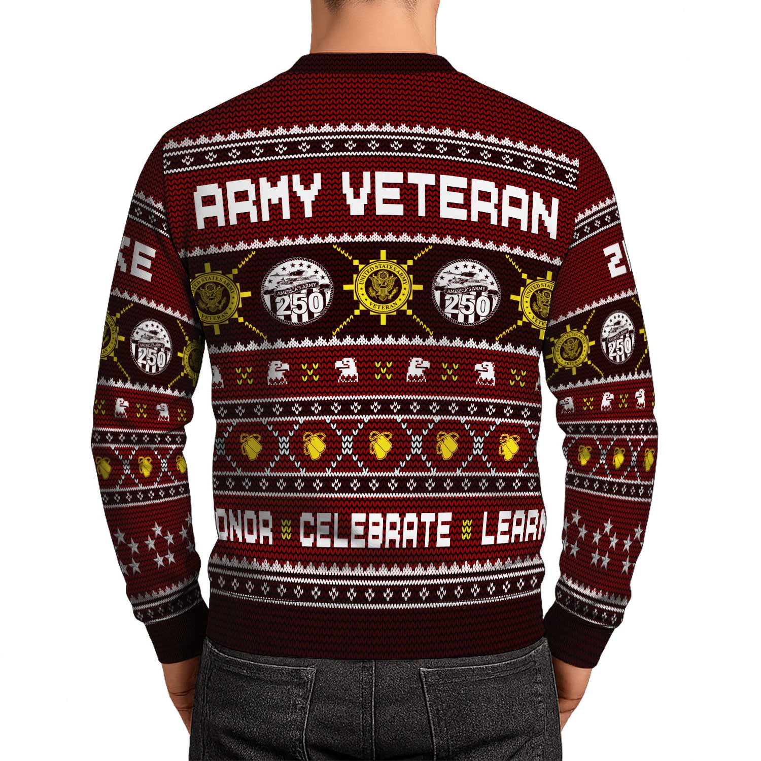 Custom Ranks And Text US Army Ugly Christmas Sweater for Women Men KAUST06