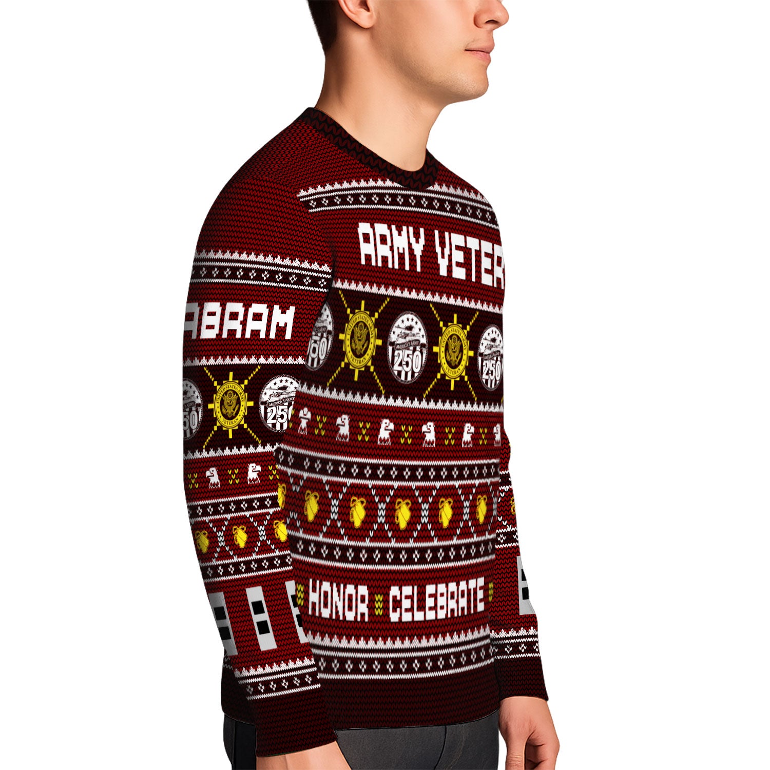 Custom Ranks And Text US Army Ugly Christmas Sweater for Women Men KAUST06