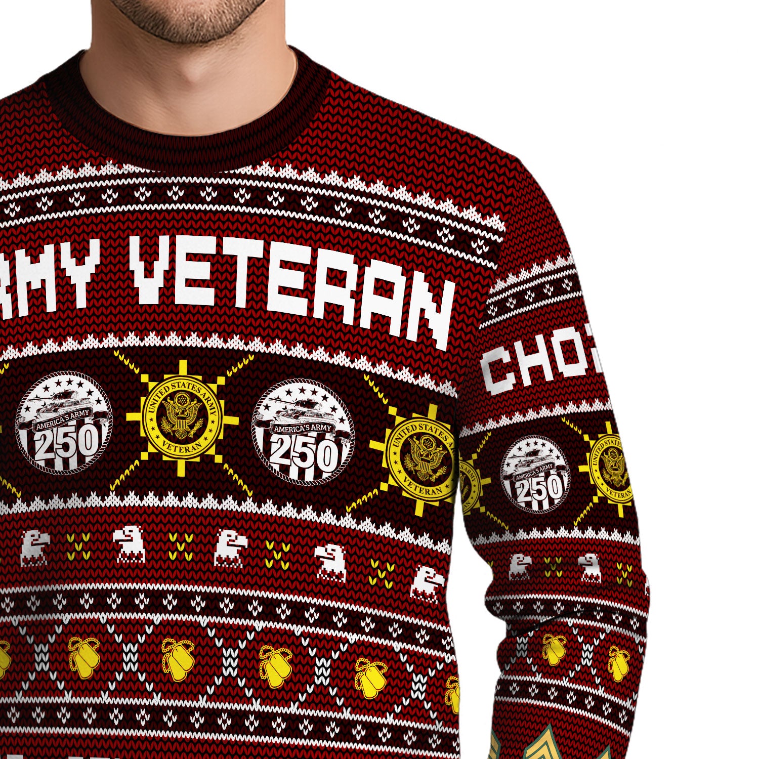 Custom Ranks And Text US Army Ugly Christmas Sweater for Women Men KAUST06