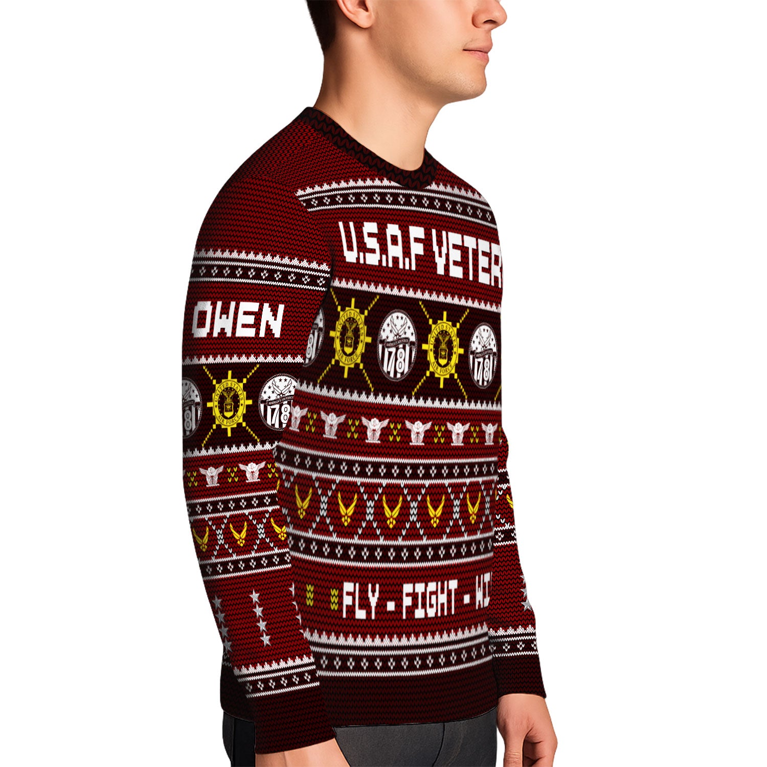 Custom Ranks And Text US Air Force Ugly Christmas Sweater for Women Men KAUST06