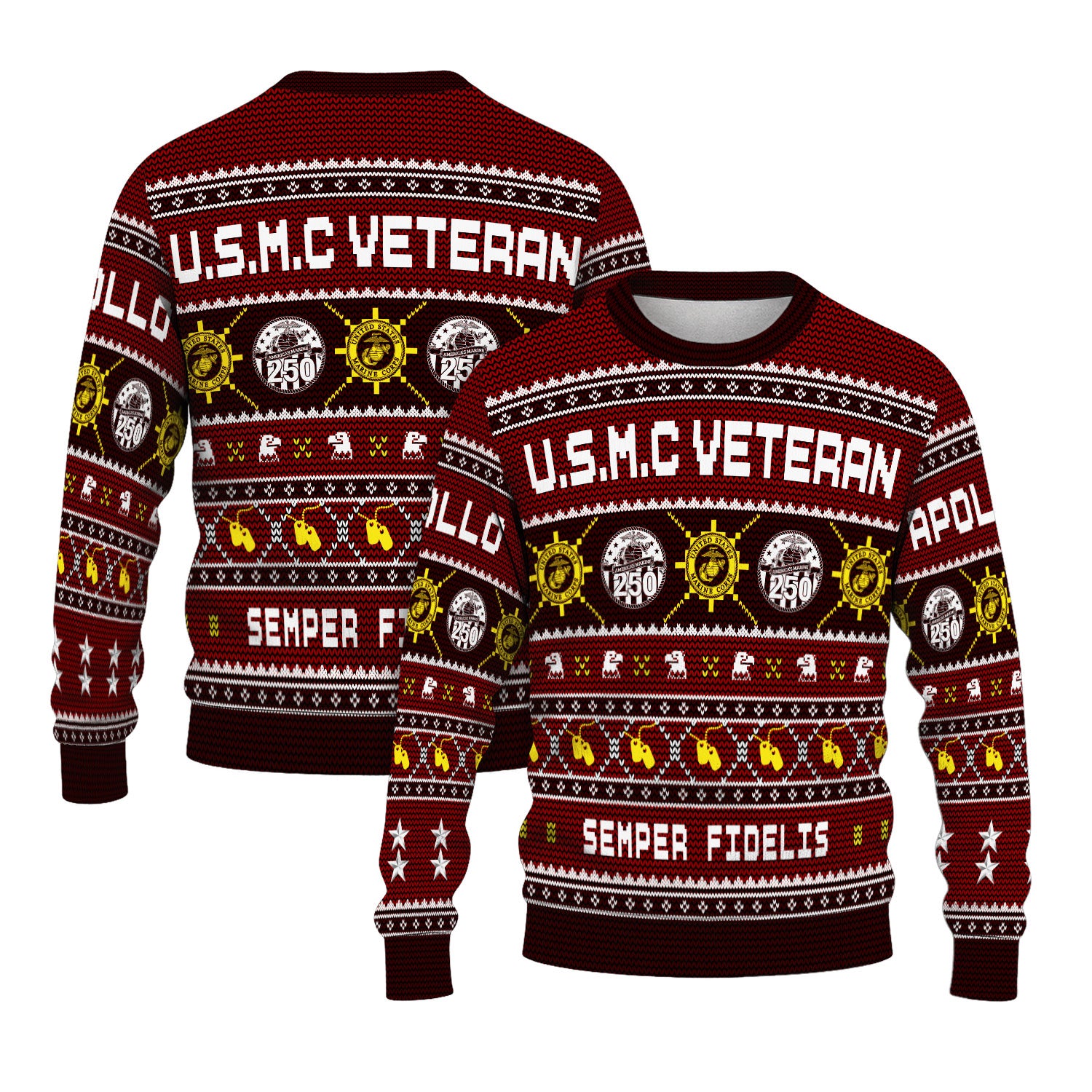 Custom Ranks And Text USMC Ugly Christmas Sweater for Women Men KAUST06