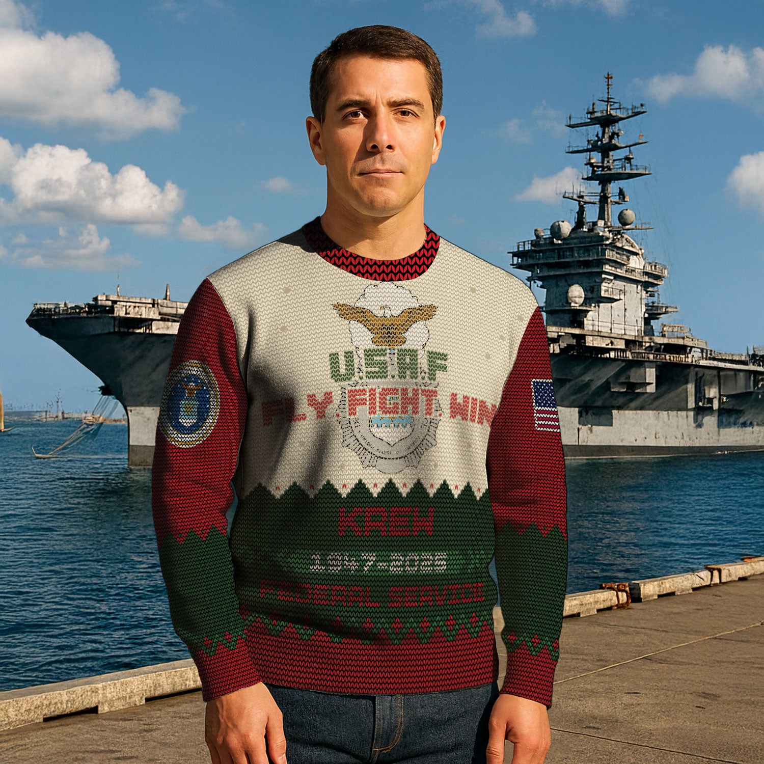 Custom Ranks And Text US Air Force Ugly Christmas Sweater for Women Men KAUST07