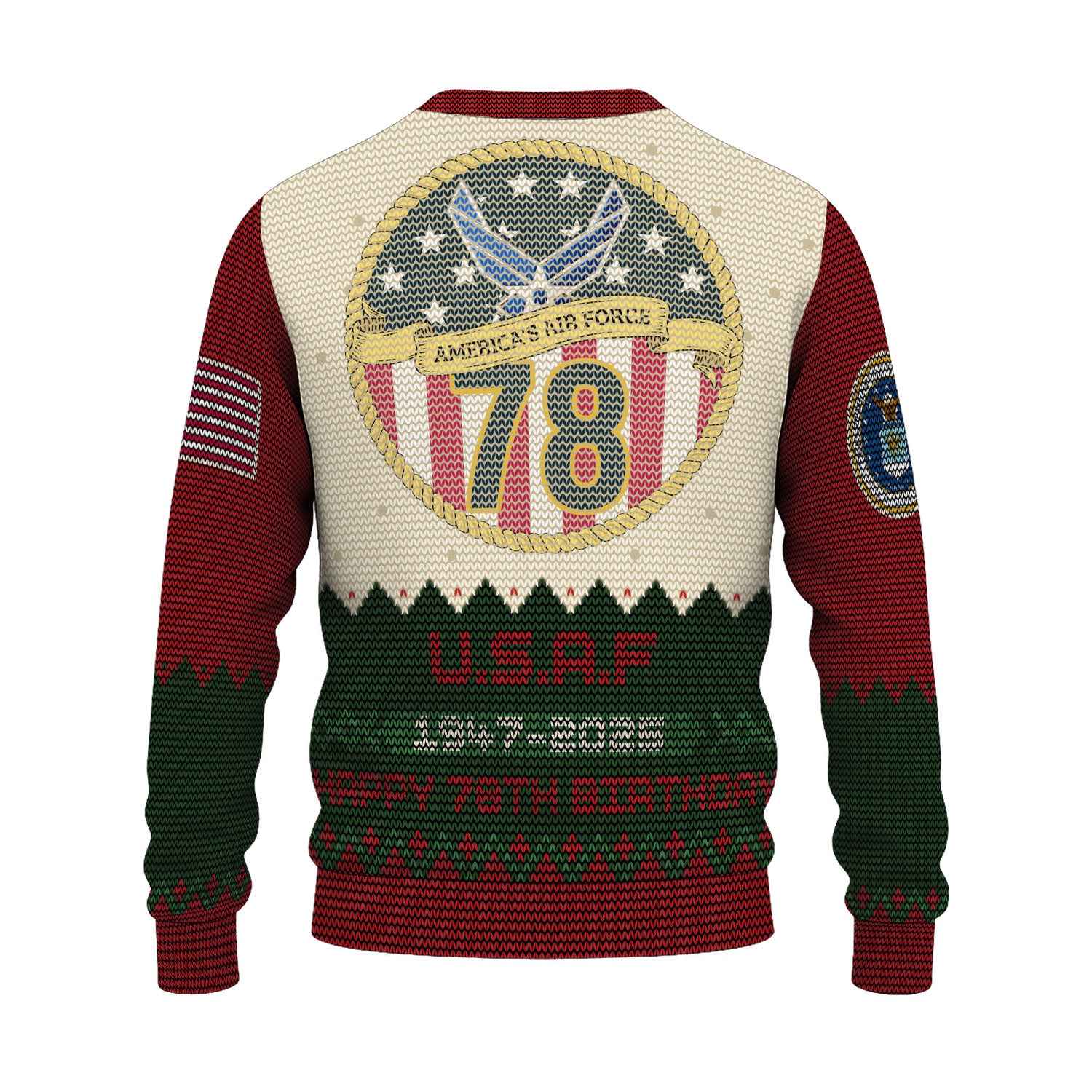 Custom Ranks And Text US Air Force Ugly Christmas Sweater for Women Men KAUST07