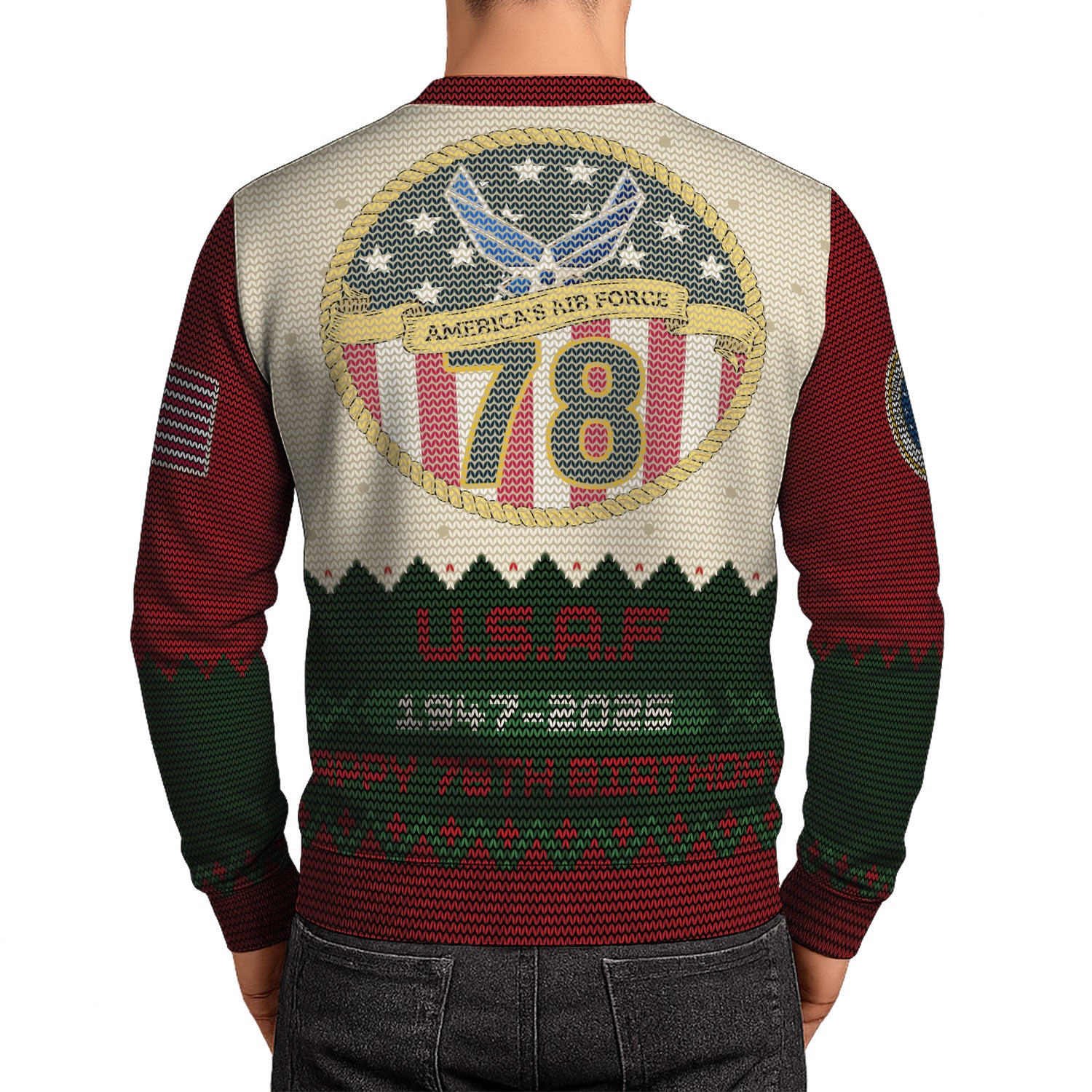 Custom Ranks And Text US Air Force Ugly Christmas Sweater for Women Men KAUST07