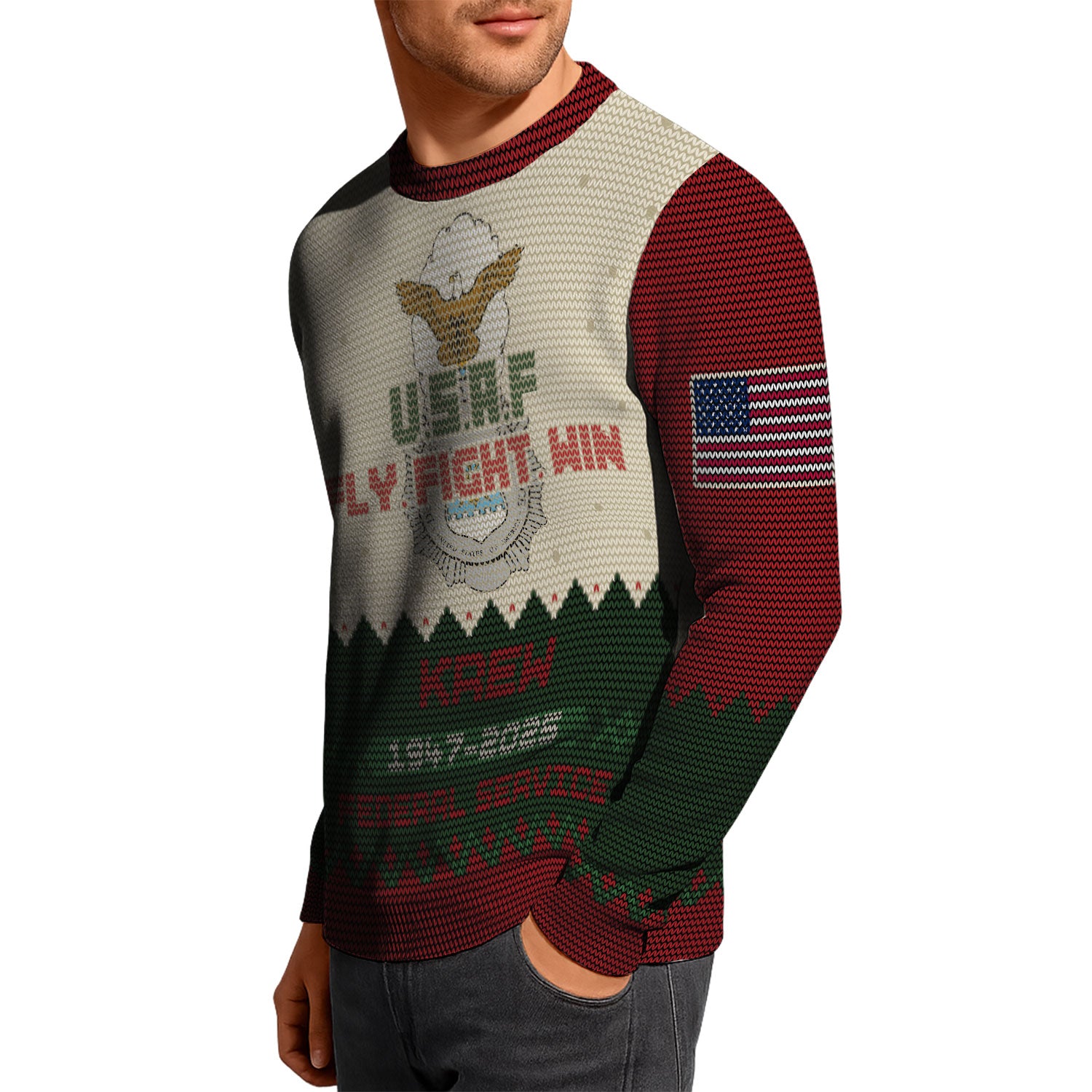 Custom Ranks And Text US Air Force Ugly Christmas Sweater for Women Men KAUST07