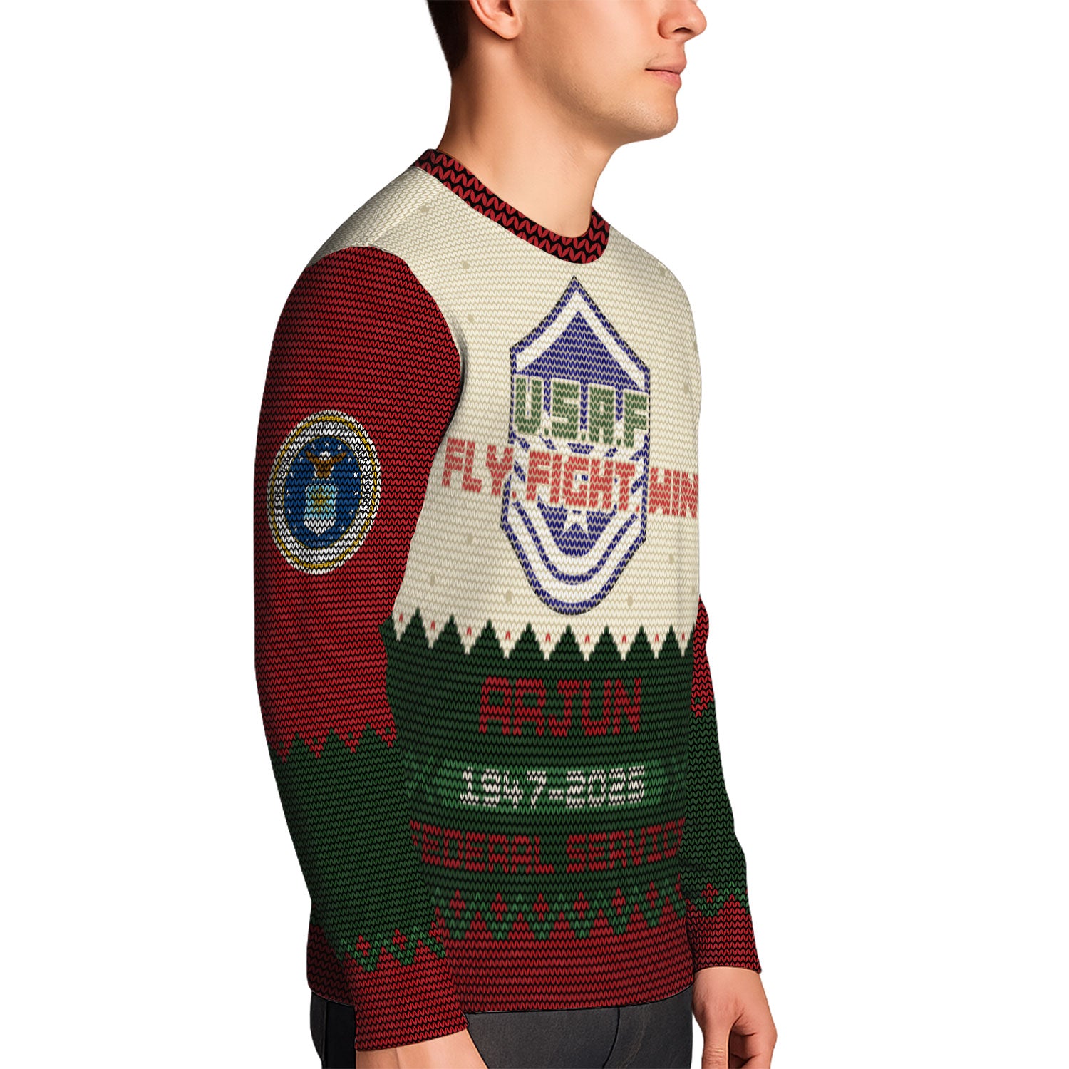 Custom Ranks And Text US Air Force Ugly Christmas Sweater for Women Men KAUST07