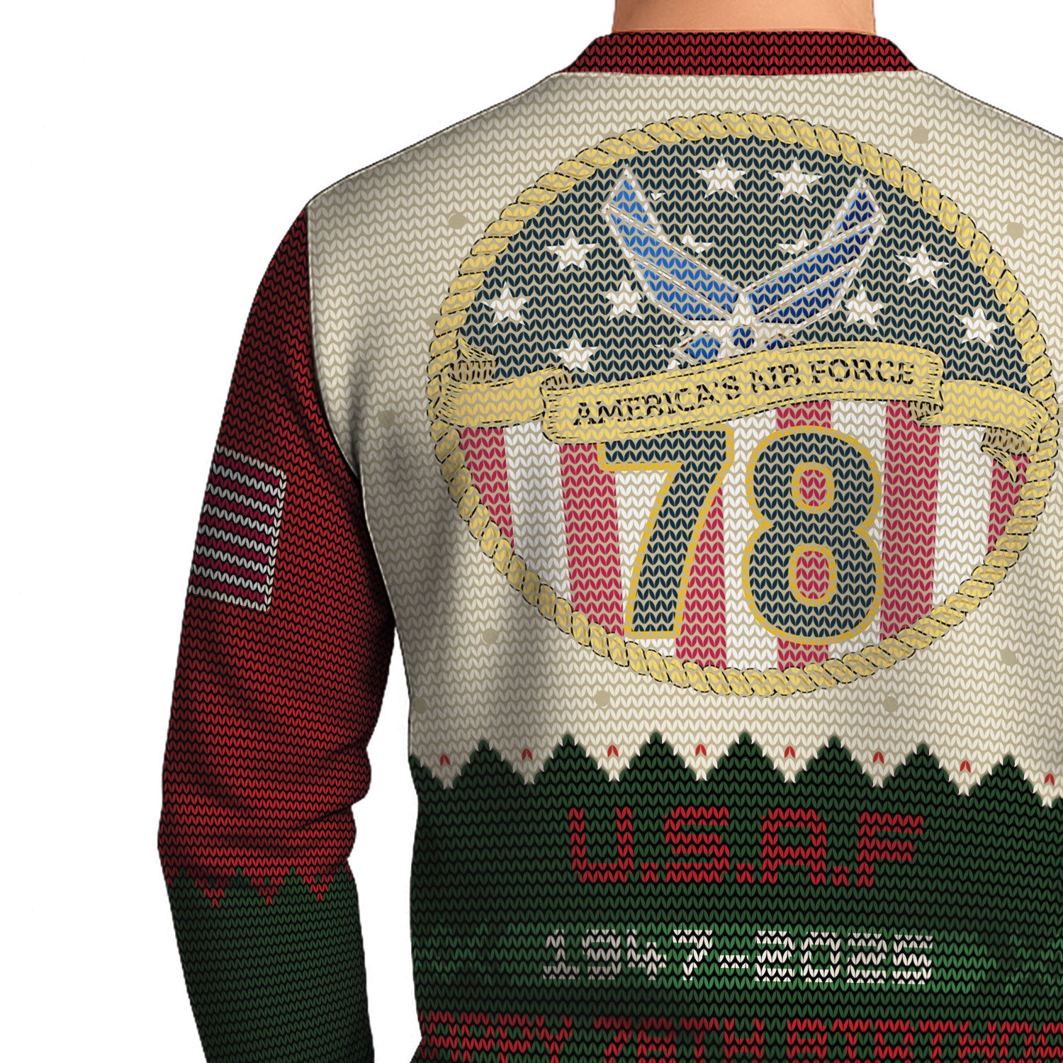 Custom Ranks And Text US Air Force Ugly Christmas Sweater for Women Men KAUST07