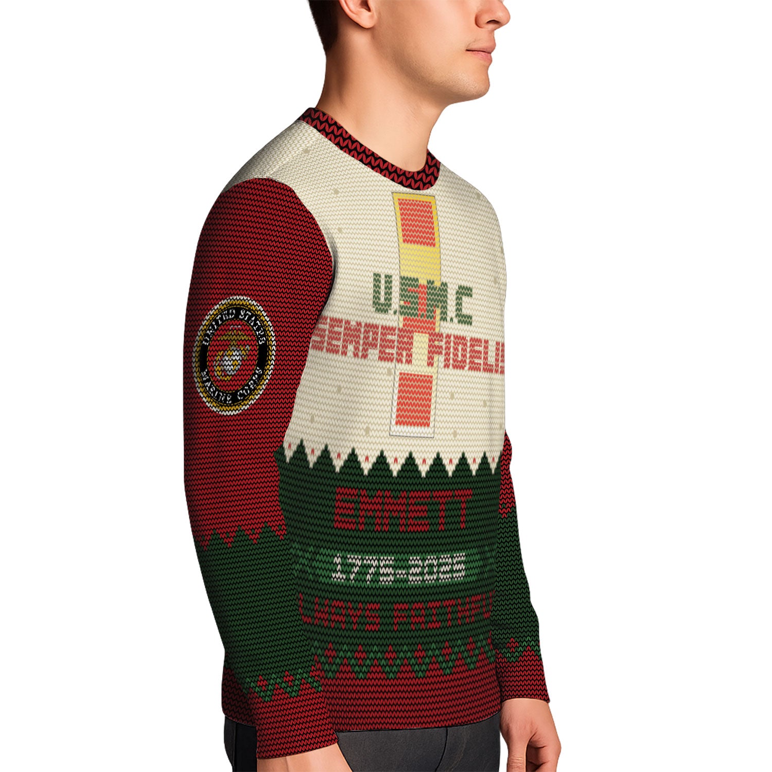 Custom Ranks And Text USMC Ugly Christmas Sweater for Women Men KAUST07