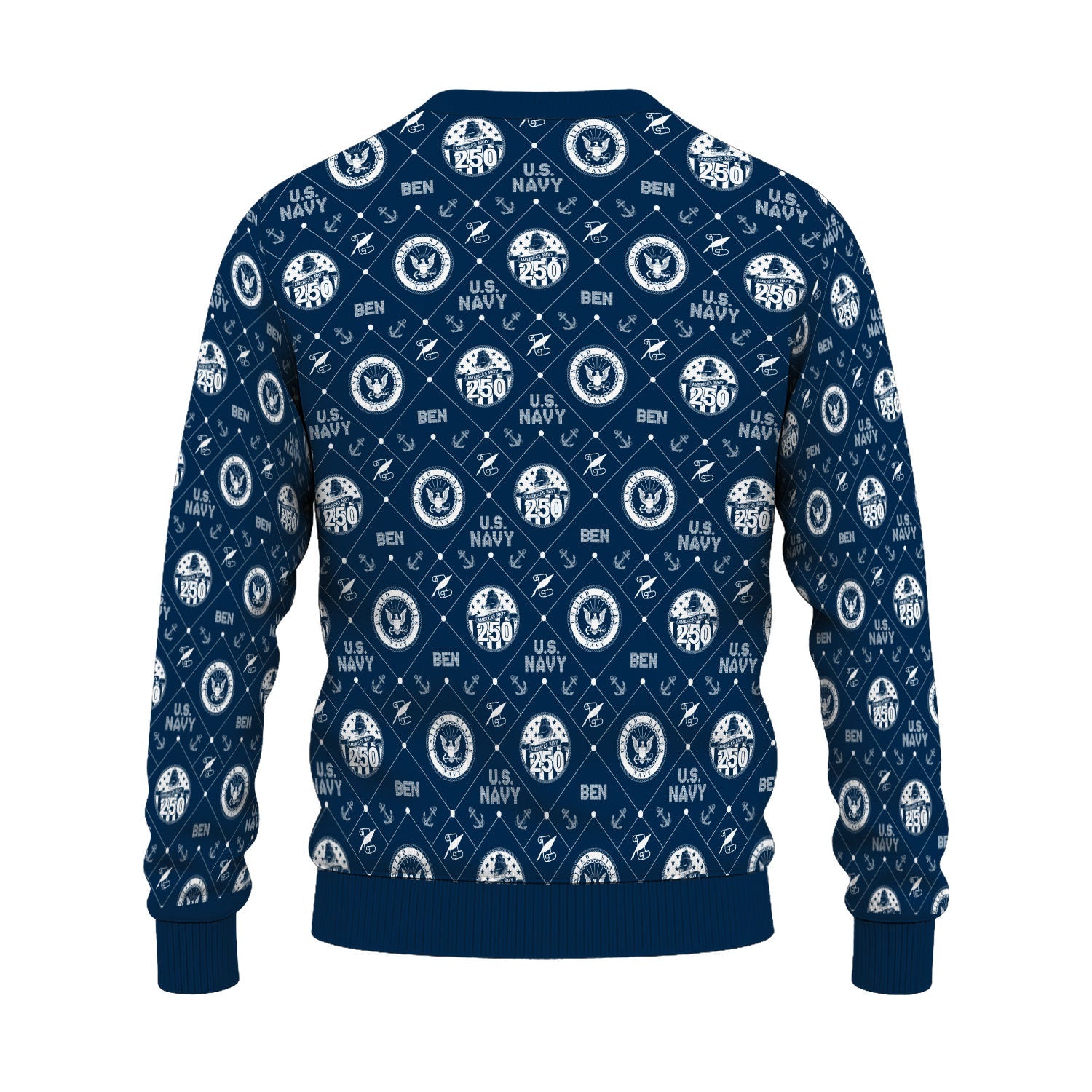 Personalized US Navy Christmas Ugly Sweater KAUST09