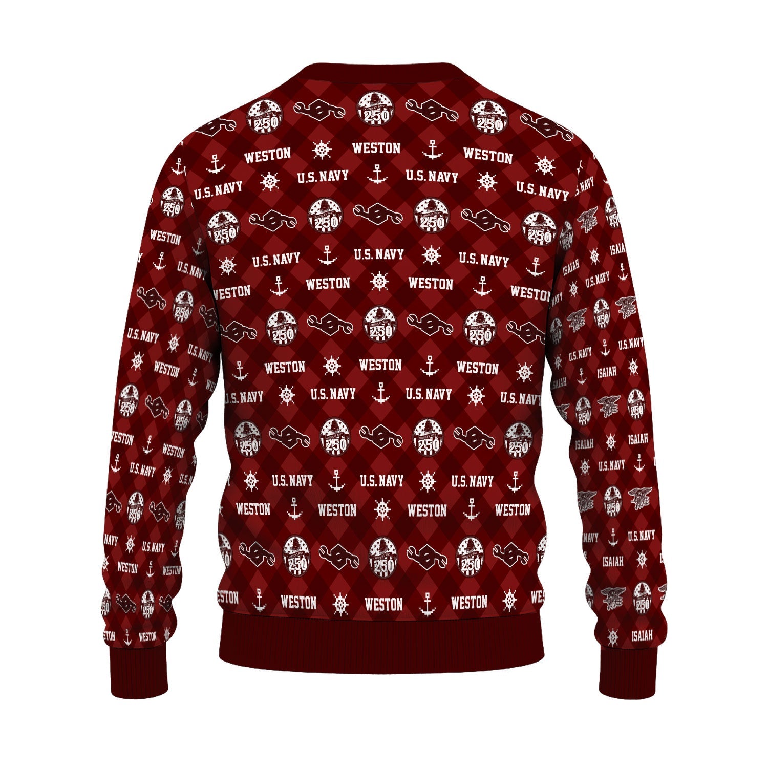 Personalized US Navy Christmas Ugly Sweater KAUST11