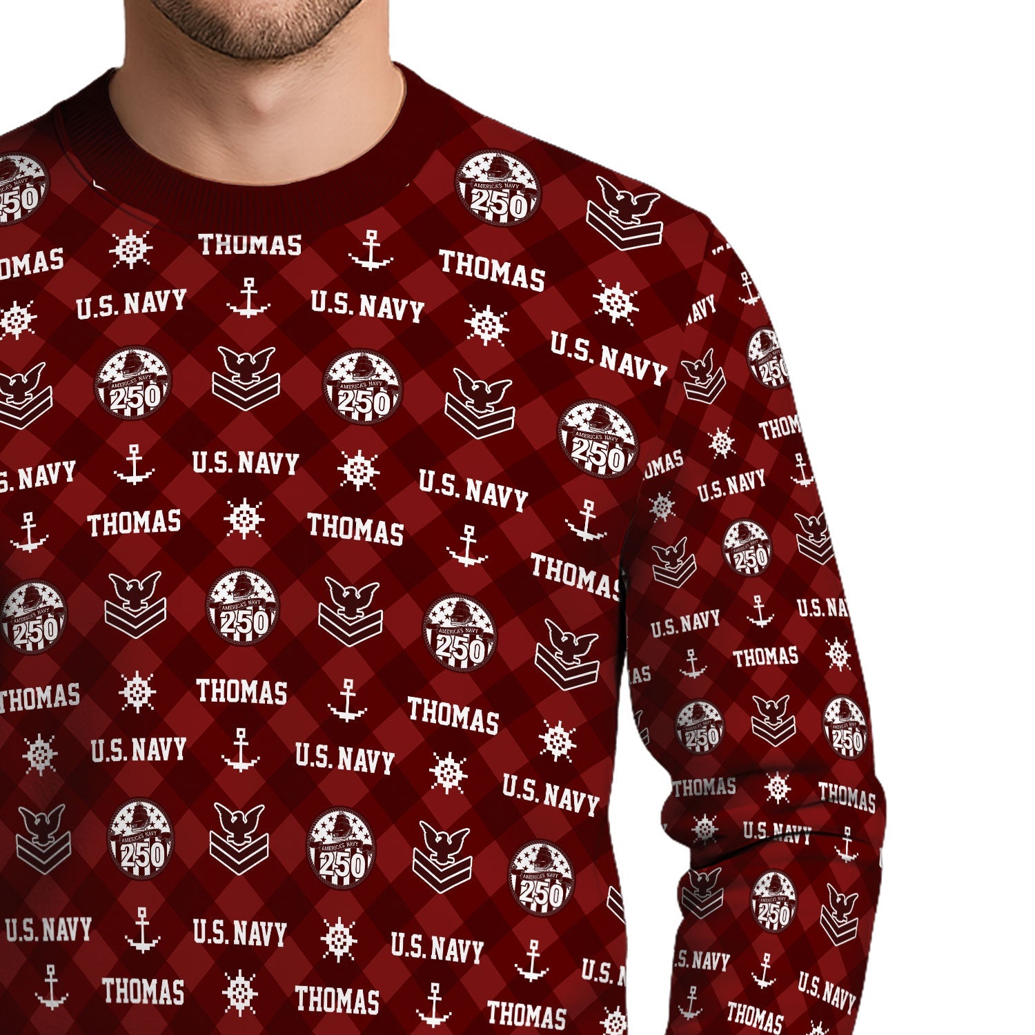 Personalized US Navy Christmas Ugly Sweater KAUST11