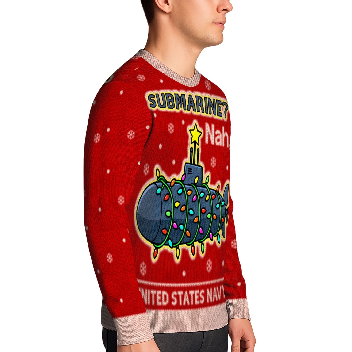 Personalized US Navy Christmas Ugly Sweater KAUST15