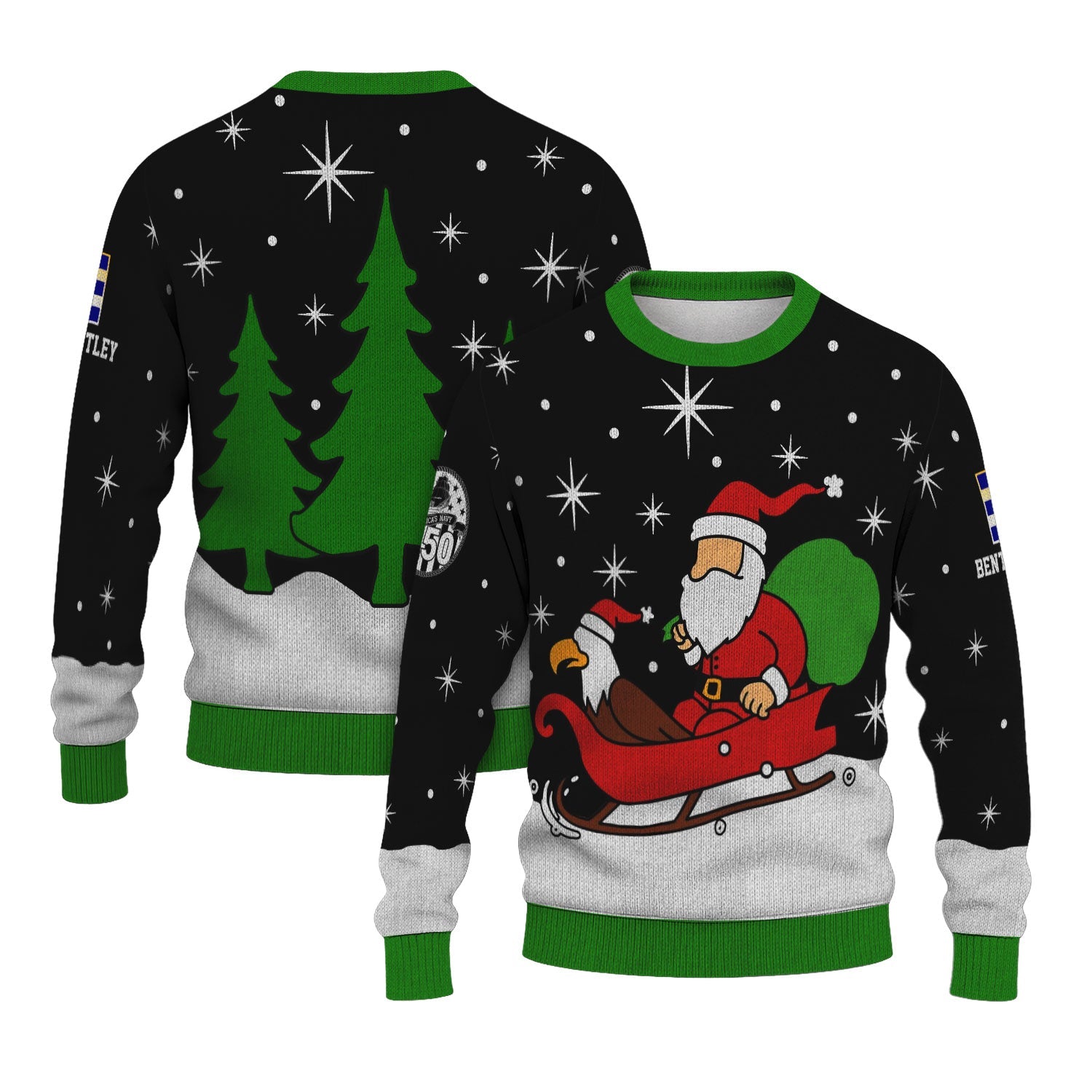 Personalized US Navy Christmas Ugly Sweater KAUST16