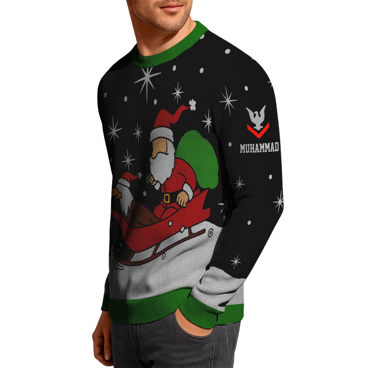 Personalized US Navy Christmas Ugly Sweater KAUST16