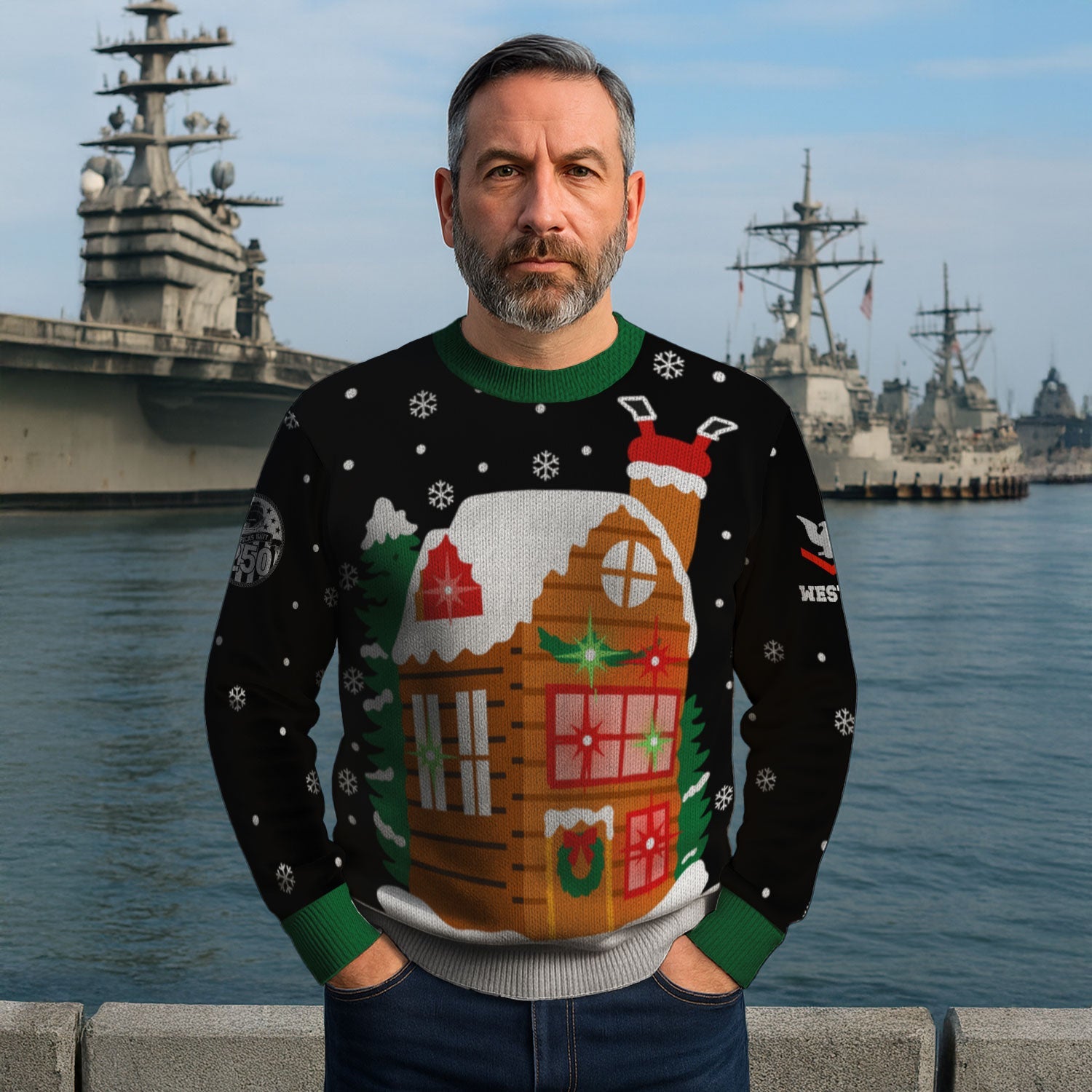 Personalized US Navy Christmas Ugly Sweater KAUST19