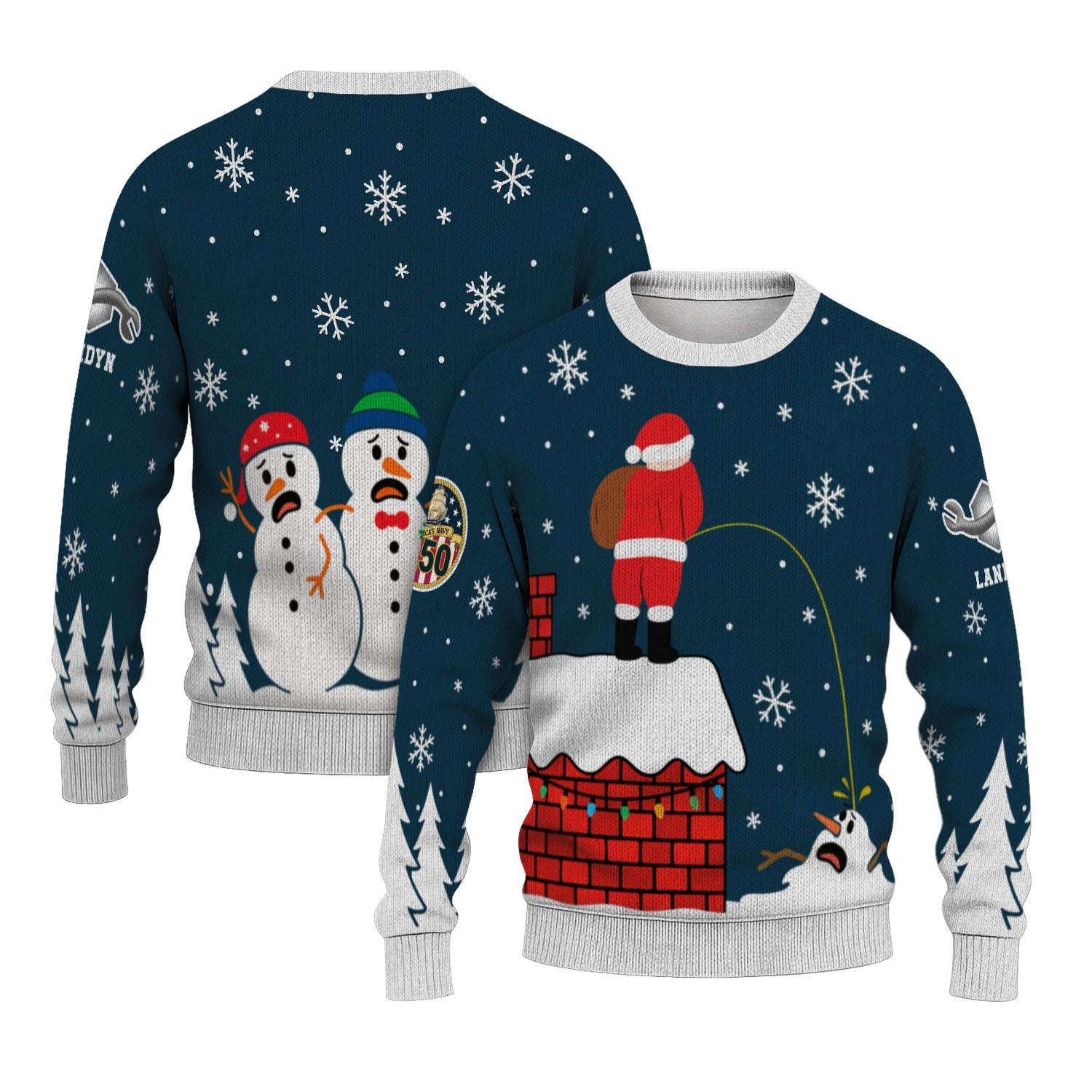 Personalized US Navy Christmas Ugly Sweater KAUST22