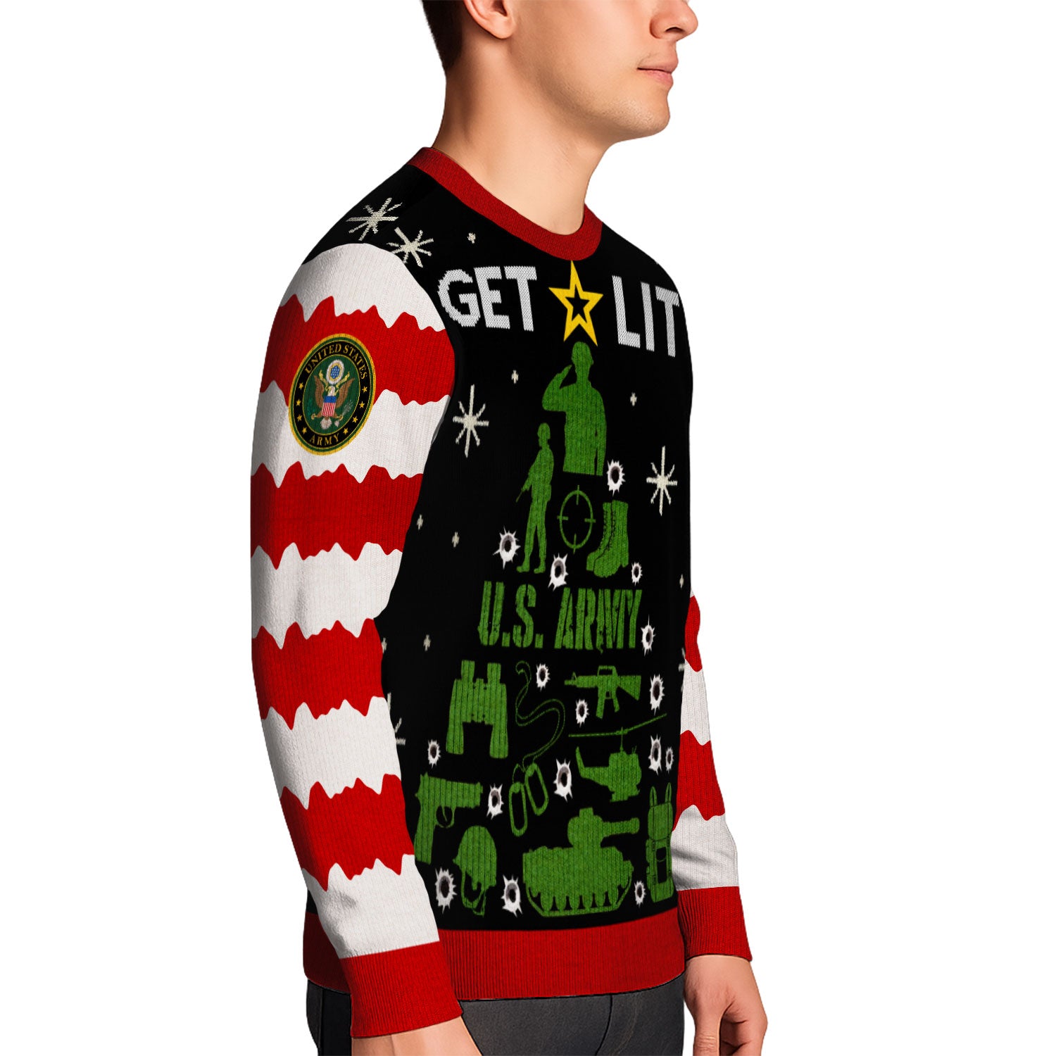 US Army Let It Xmas Tree Ugly Christmas Sweater