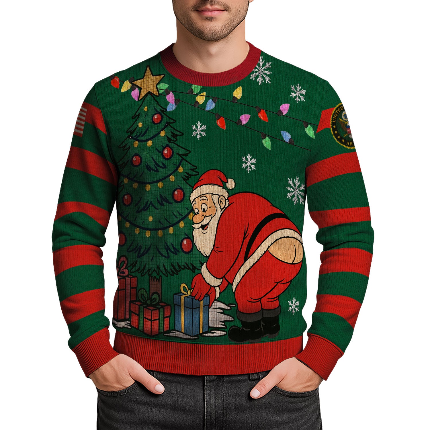 US Army Santa Xmas Ugly Christmas Sweater