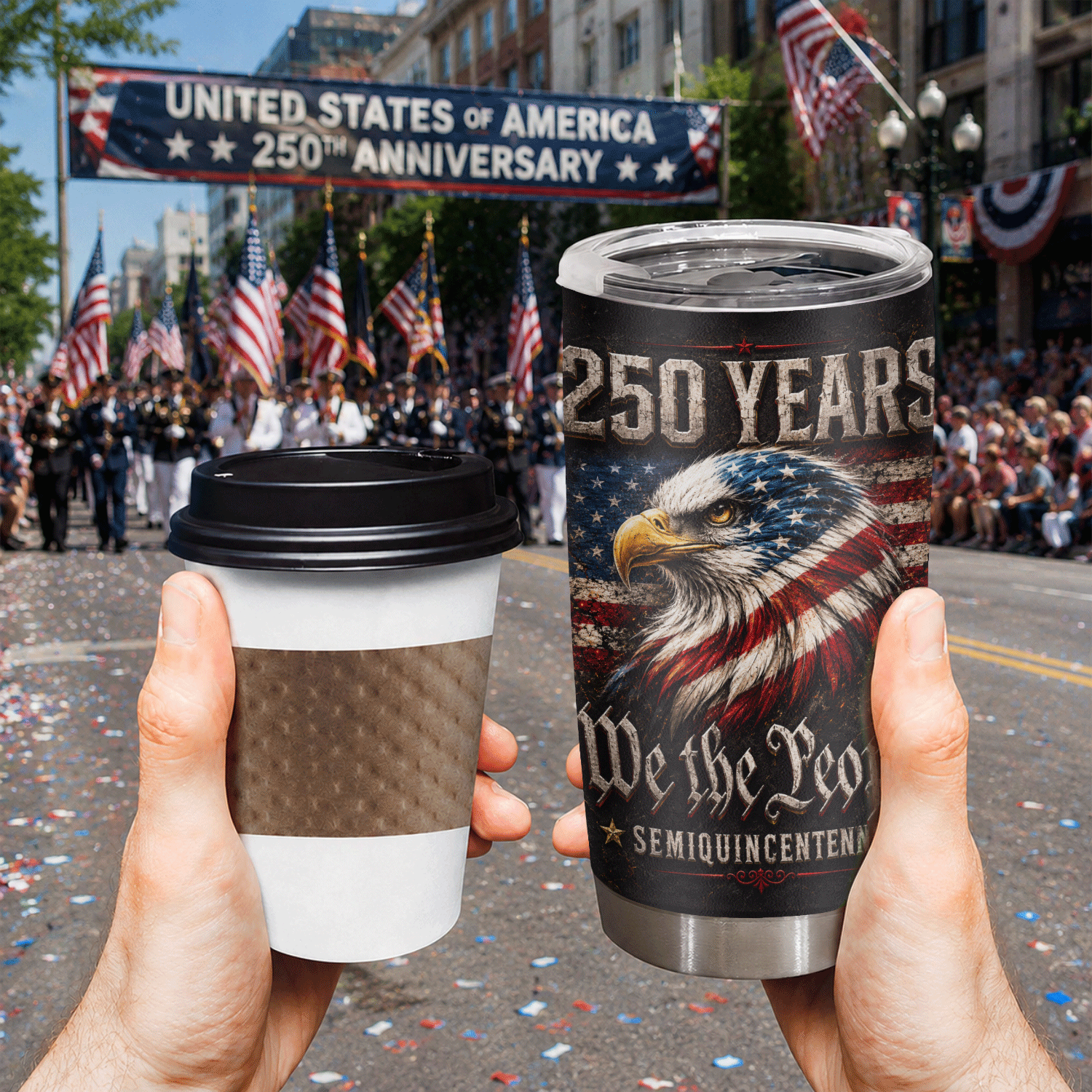 American Freedom 1776-2026 Eagle 20oz Stainless Tumbler