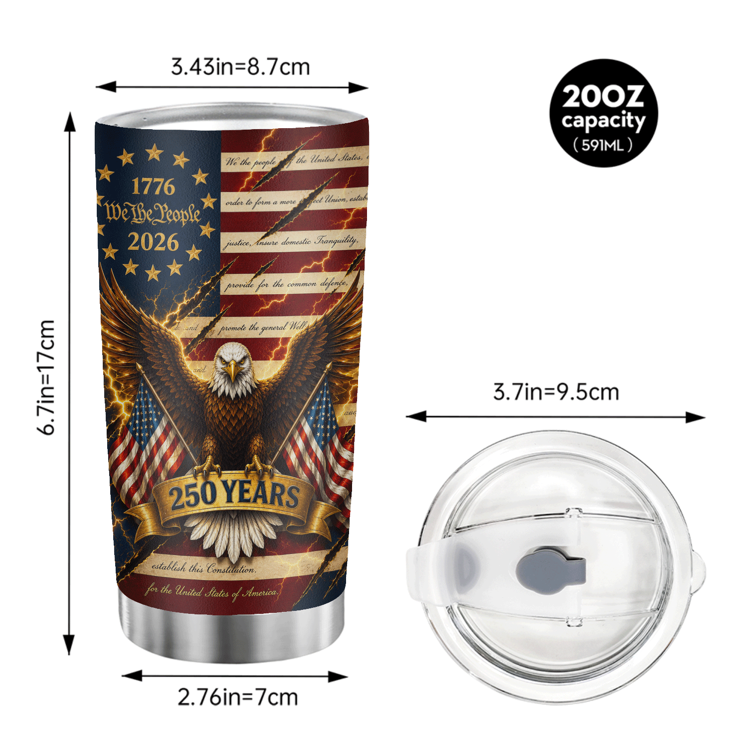 USA 250 Years We The People Eagle 20oz Tumbler
