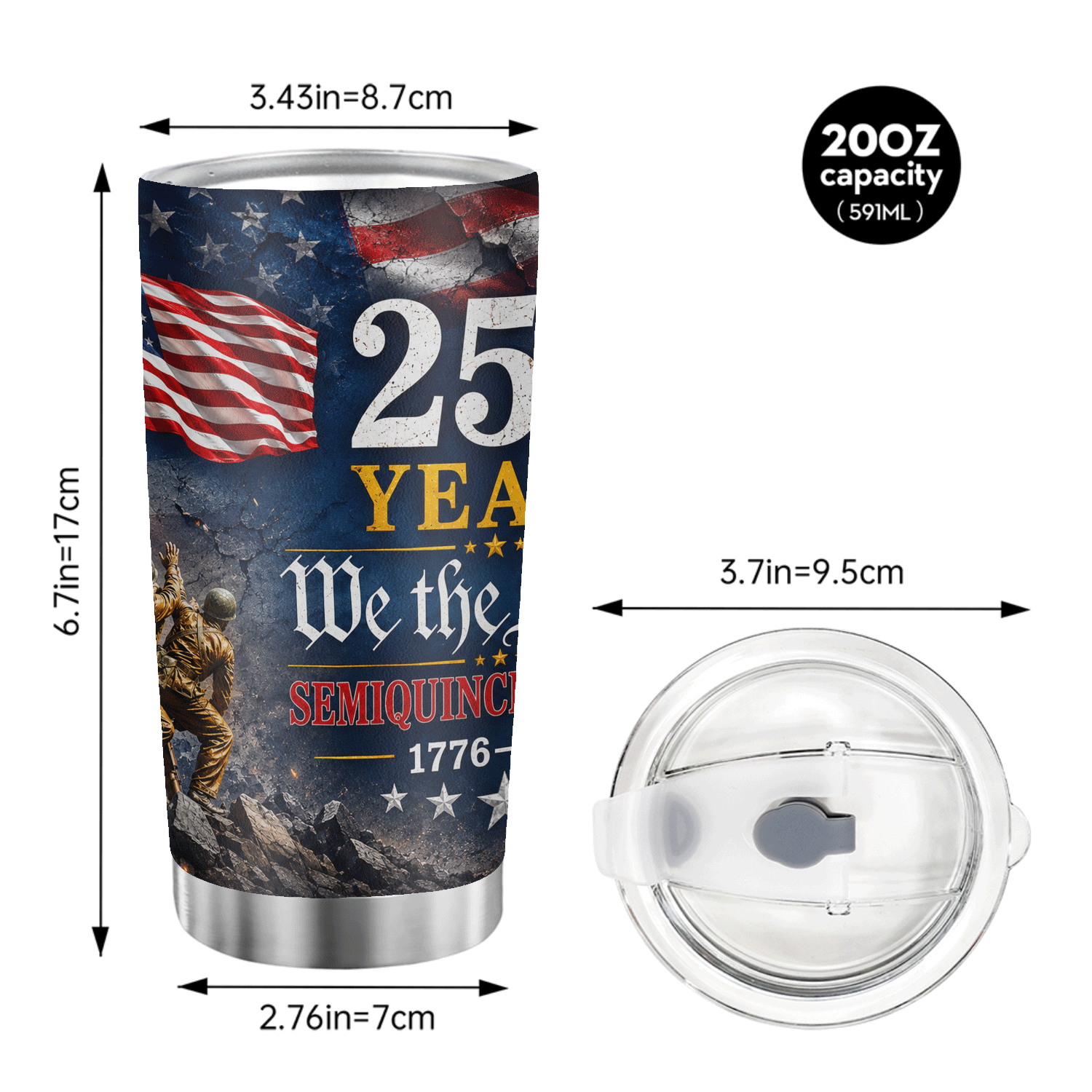 Patriotic USA 250th Anniversary 20oz Tumbler