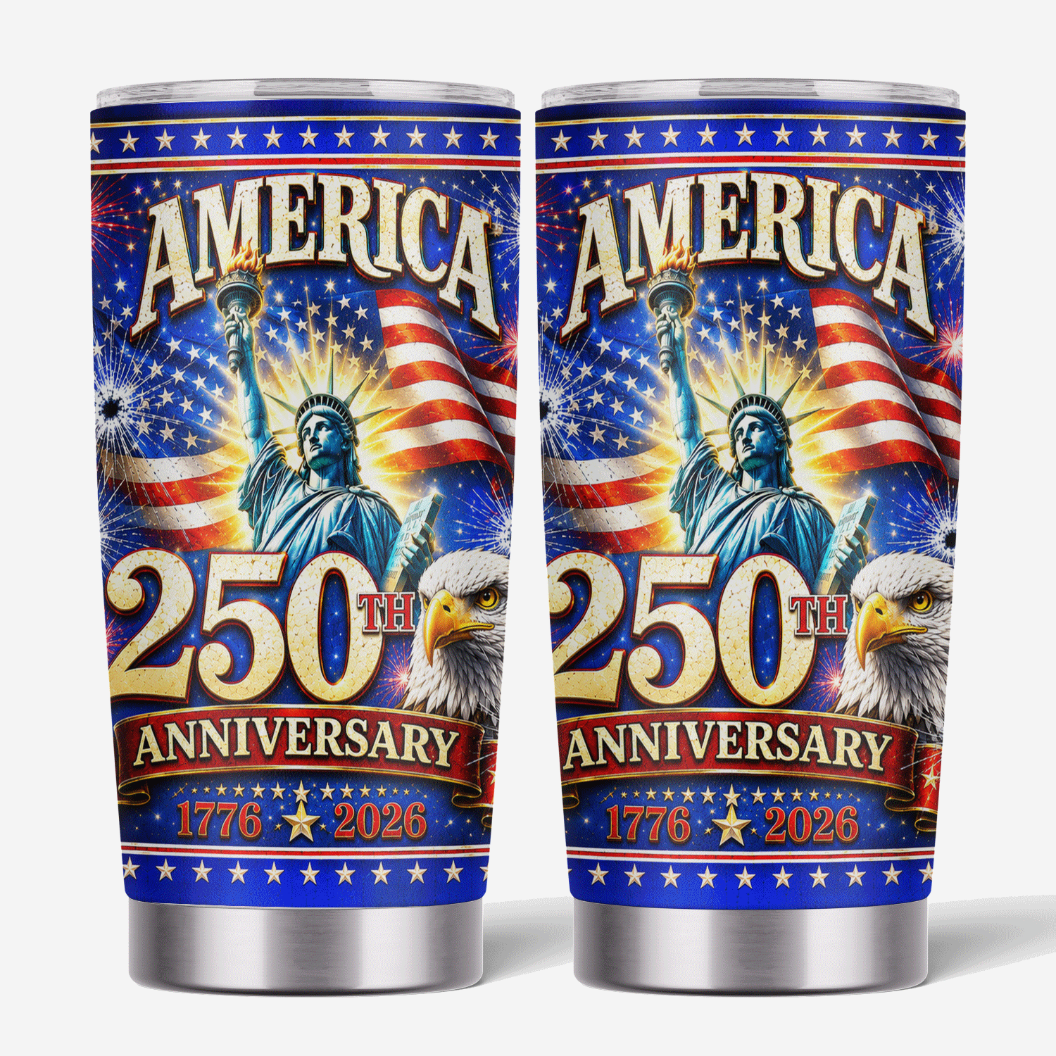 America 250th Anniversary Bald Eagle Statue of Liberty 20oz Tumbler