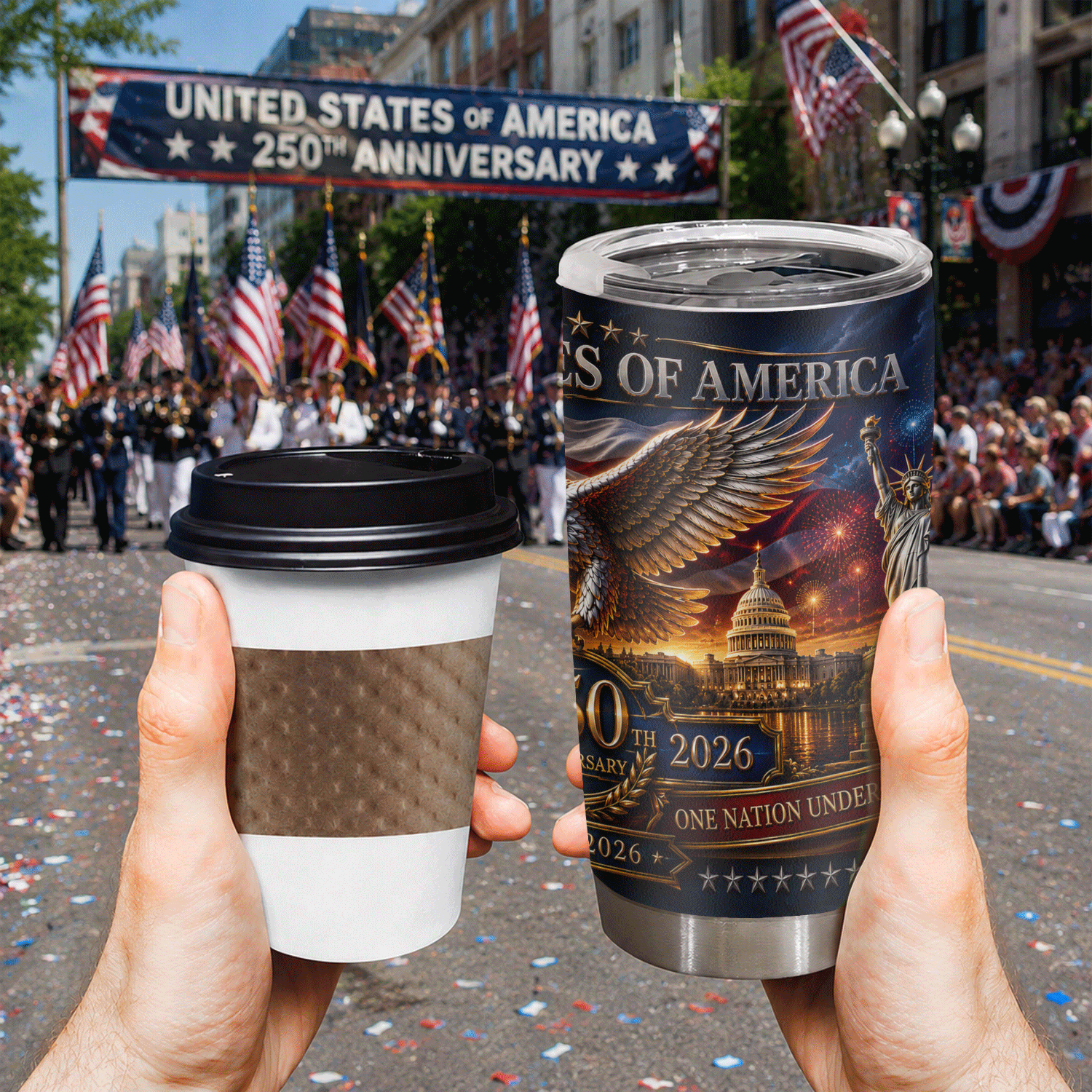 USA 250th Anniversary Eagle Liberty Bell 20oz Tumbler