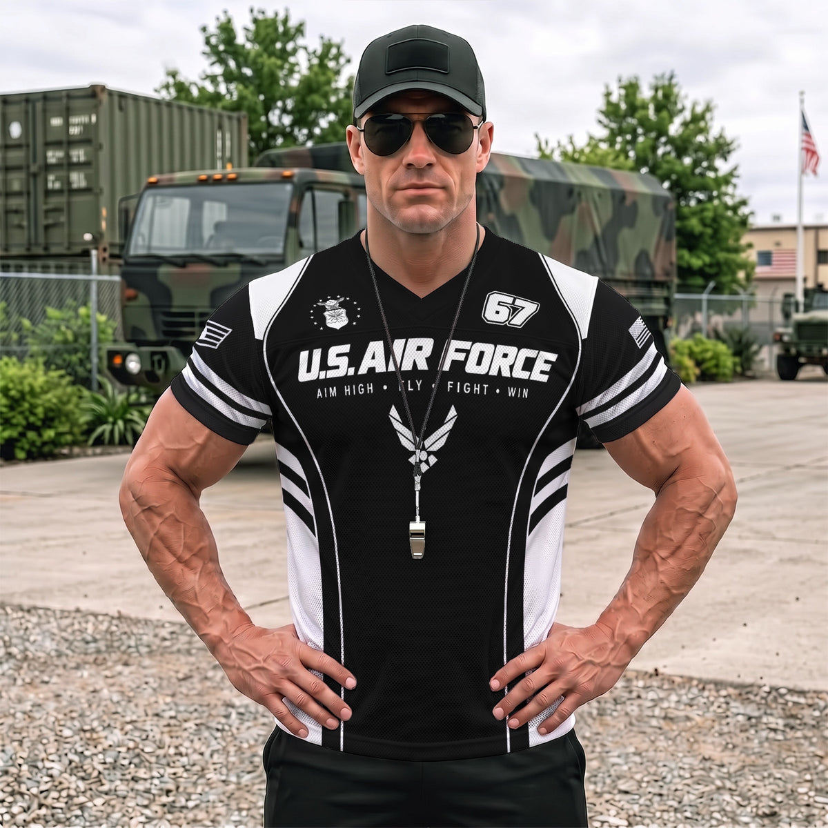 U.S. Air Force Personalized Sports Jersey Custom Rank Text and Number