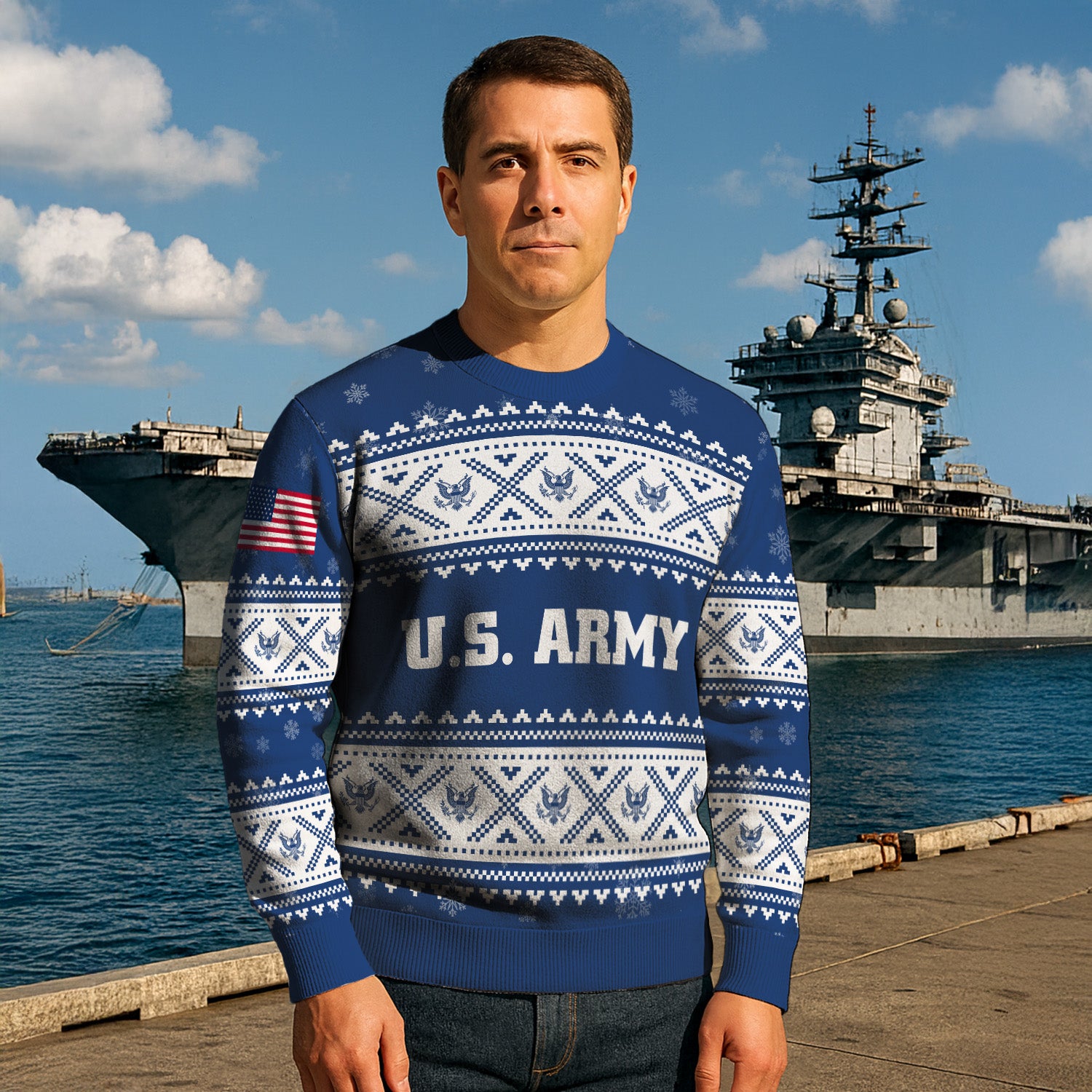 Custom Ranks US Army Ugly Christmas Sweater for Women Men KRUST05
